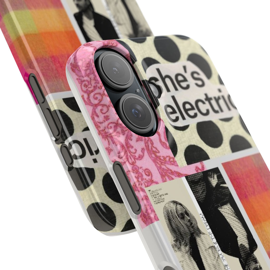 Slim Phone Case — 'she's electric' Retro Collage Floral & Photo Design