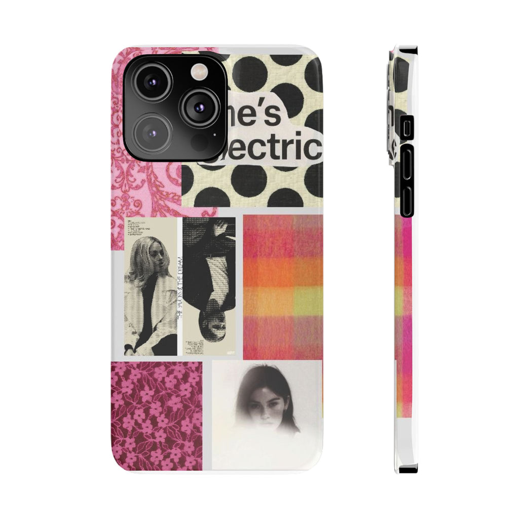 Slim Phone Case — 'she's electric' Retro Collage Floral & Photo Design