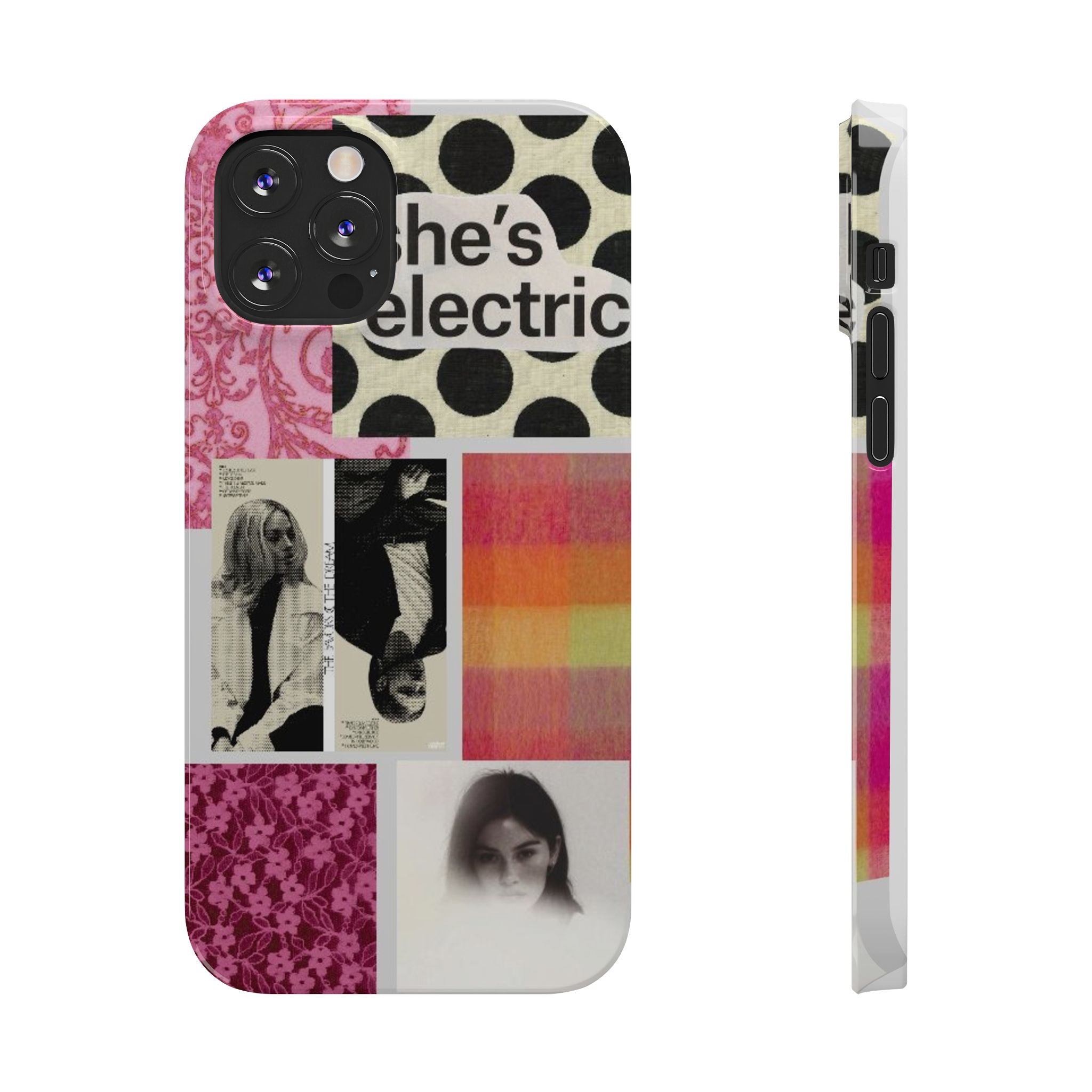 Slim Phone Case — 'she's electric' Retro Collage Floral & Photo Design