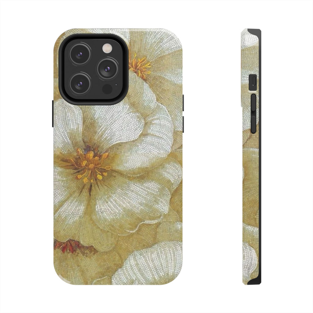 Tough Phone Case — Vintage White Floral Protective Cover