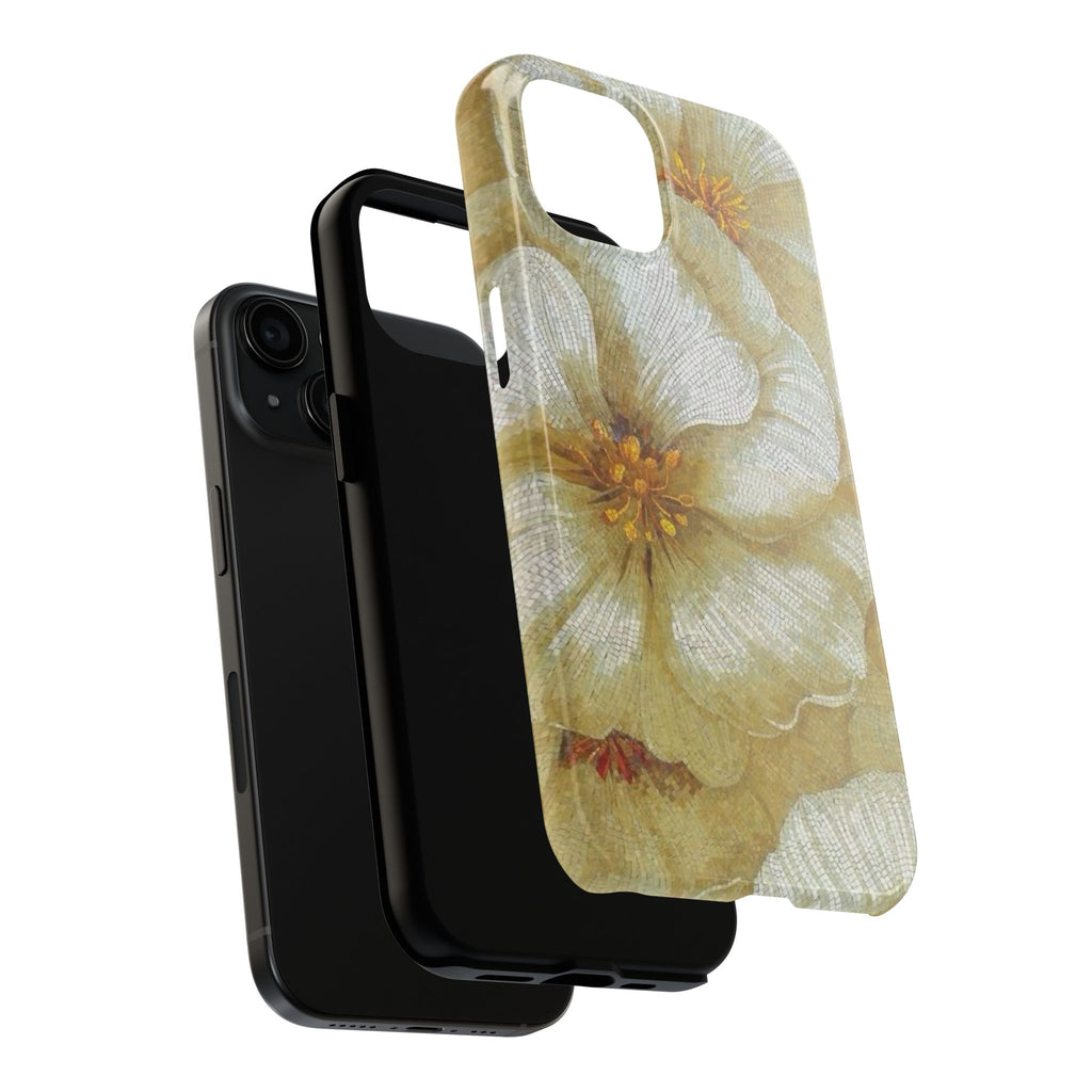 Tough Phone Case — Vintage White Floral Protective Cover