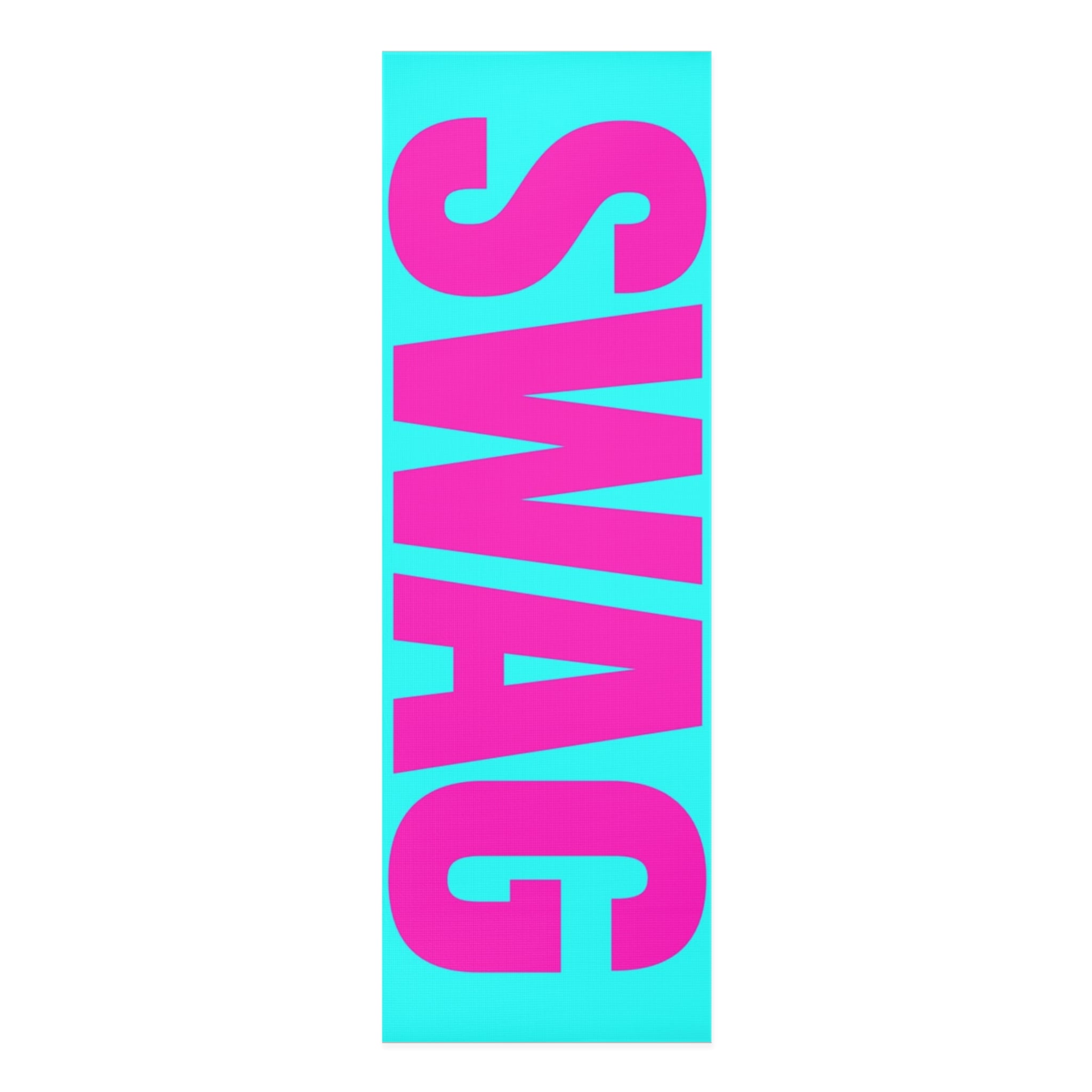 Yoga Mat - "SWAG" Bold Pink Text on Aqua Foam