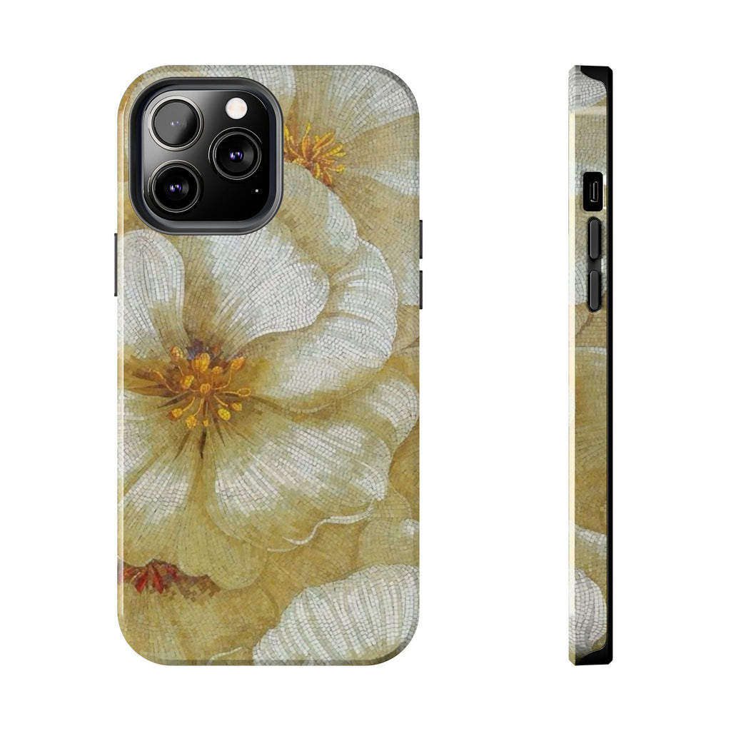Tough Phone Case — Vintage White Floral Protective Cover