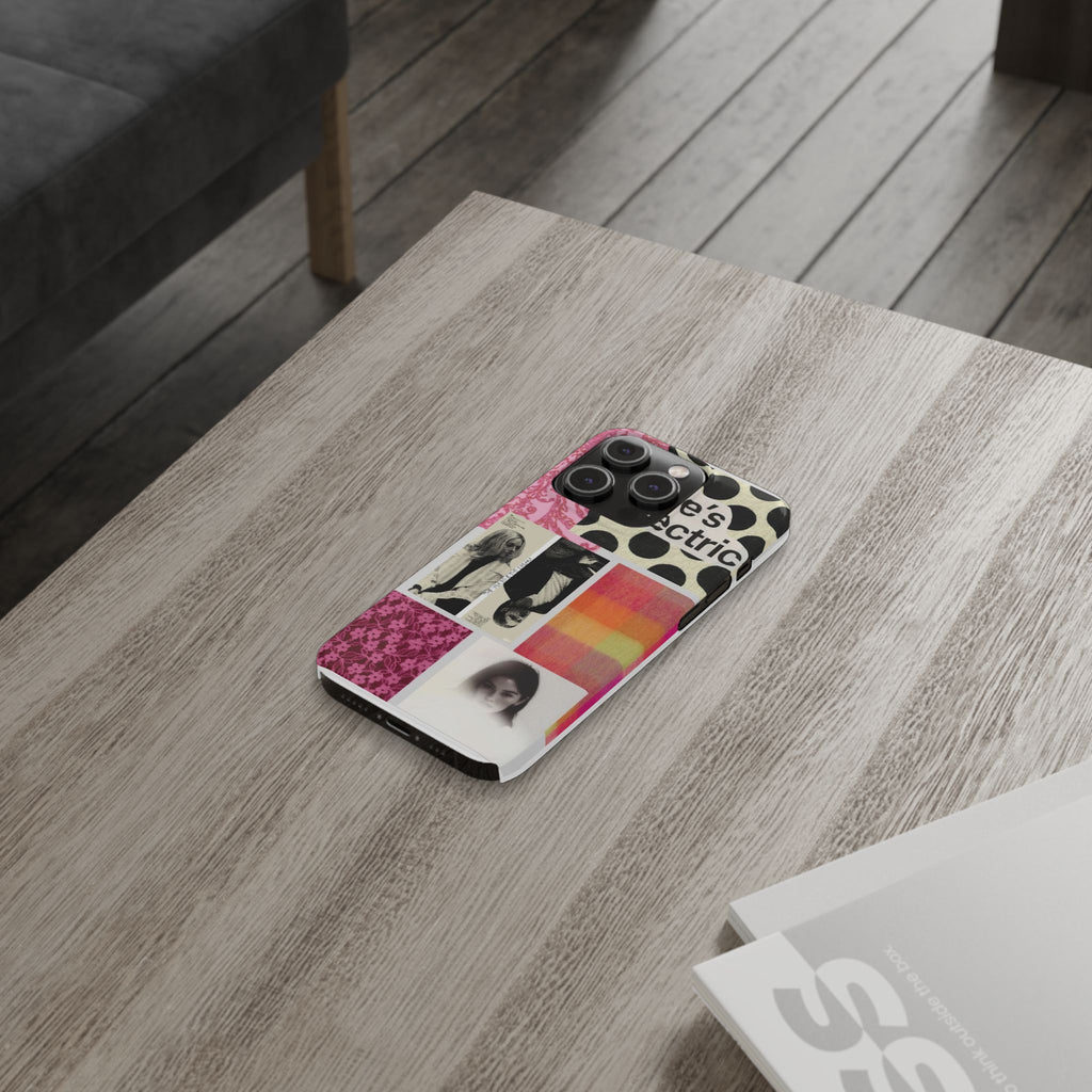 Slim Phone Case — 'she's electric' Retro Collage Floral & Photo Design
