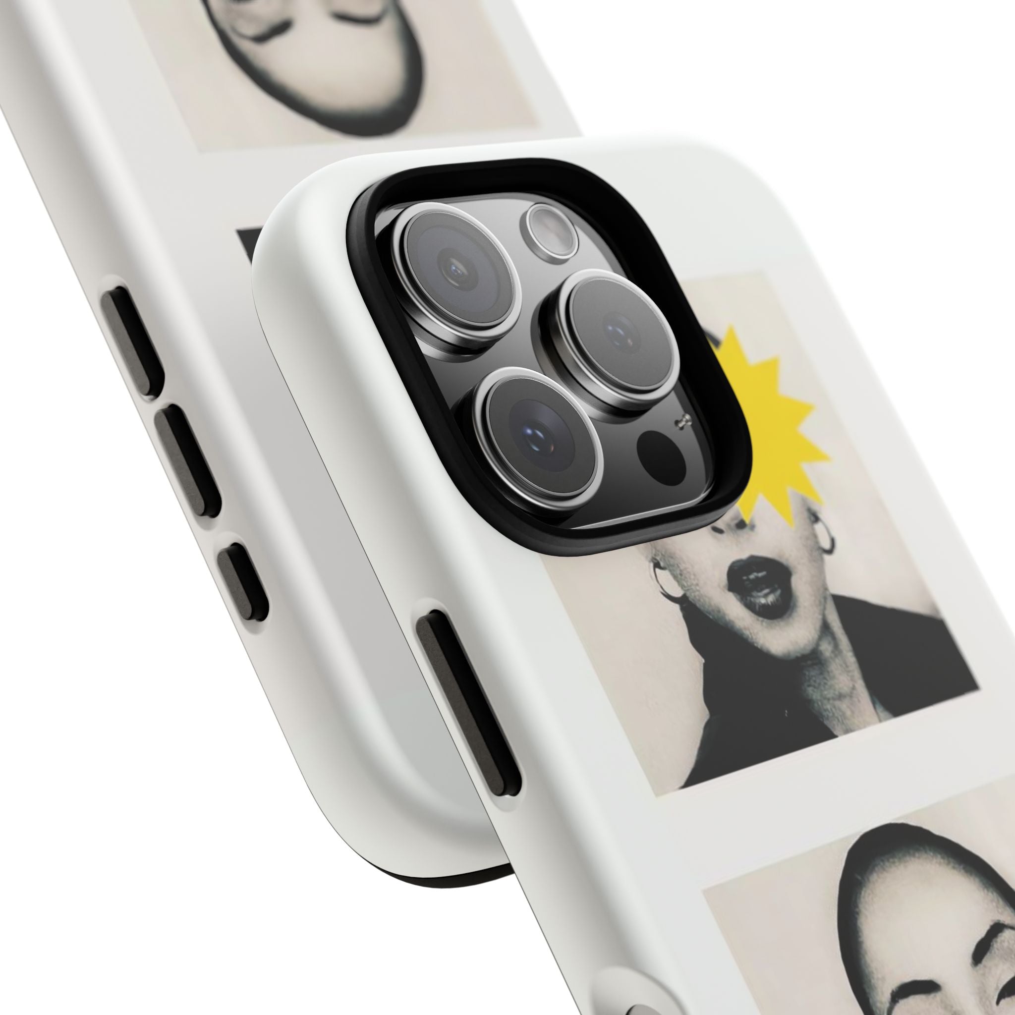 SADE Phone Case — Retro Black & White Portrait with Yellow Sunburst