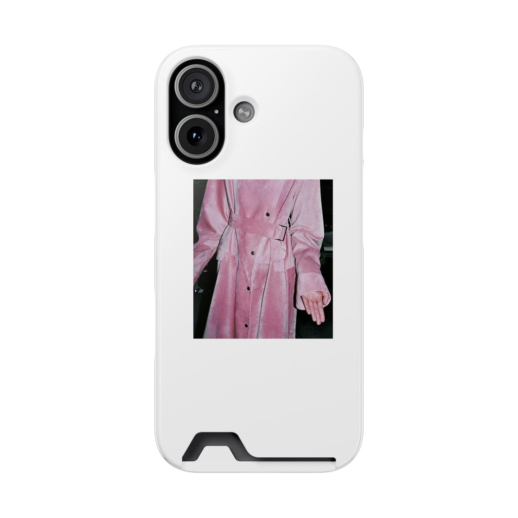 Phone Case with Card Holder — Pink Trench Coat Photo Design