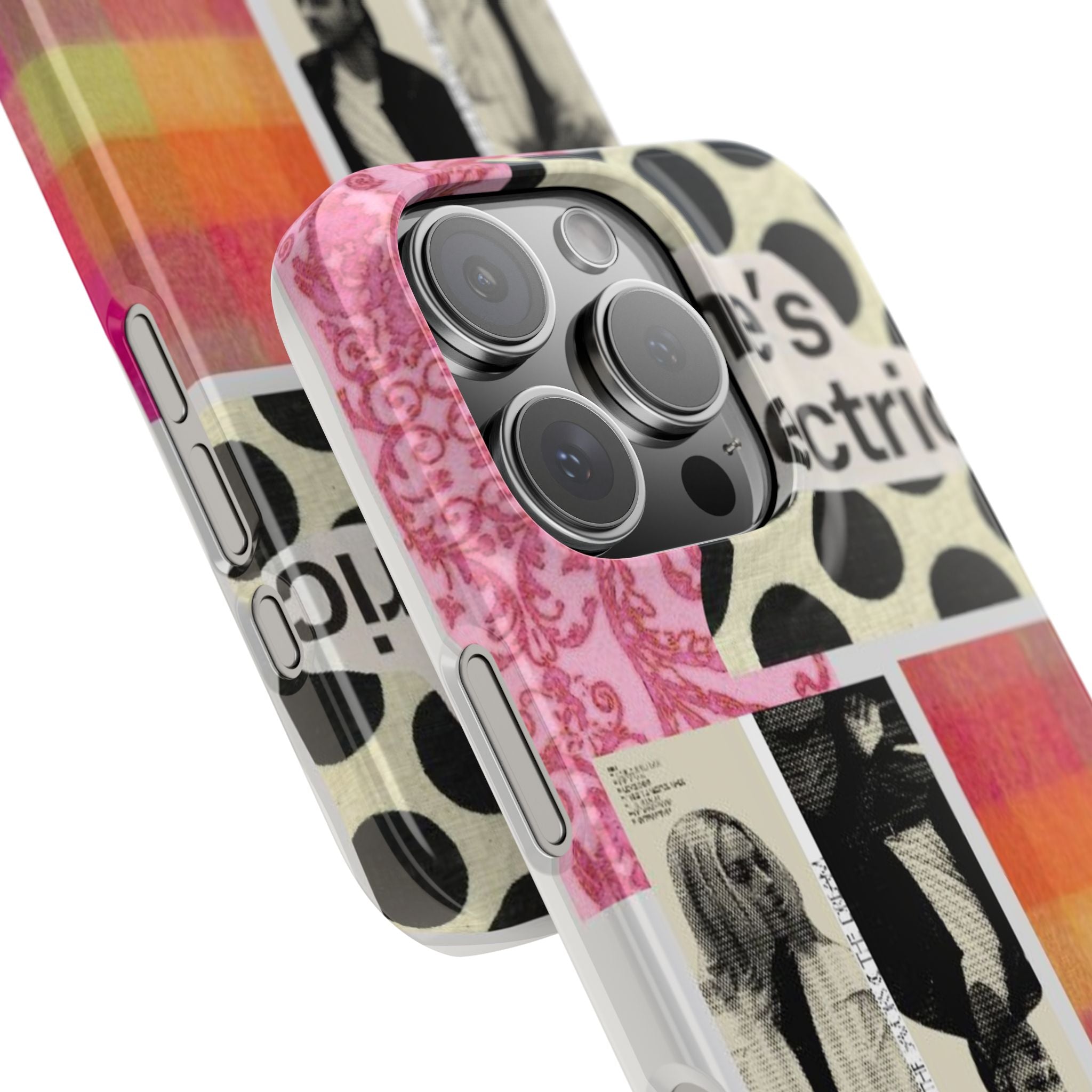 Slim Phone Case — 'she's electric' Retro Collage Floral & Photo Design