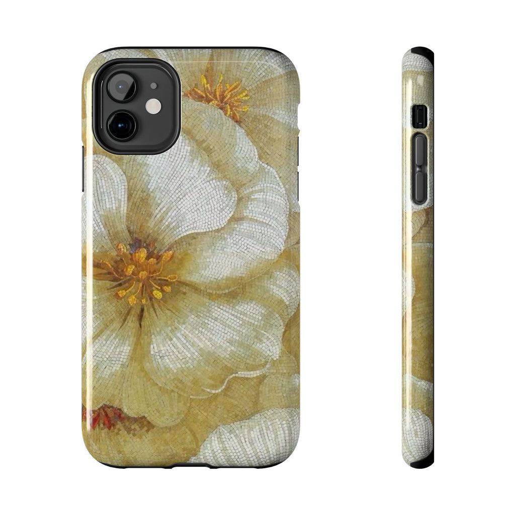Tough Phone Case — Vintage White Floral Protective Cover
