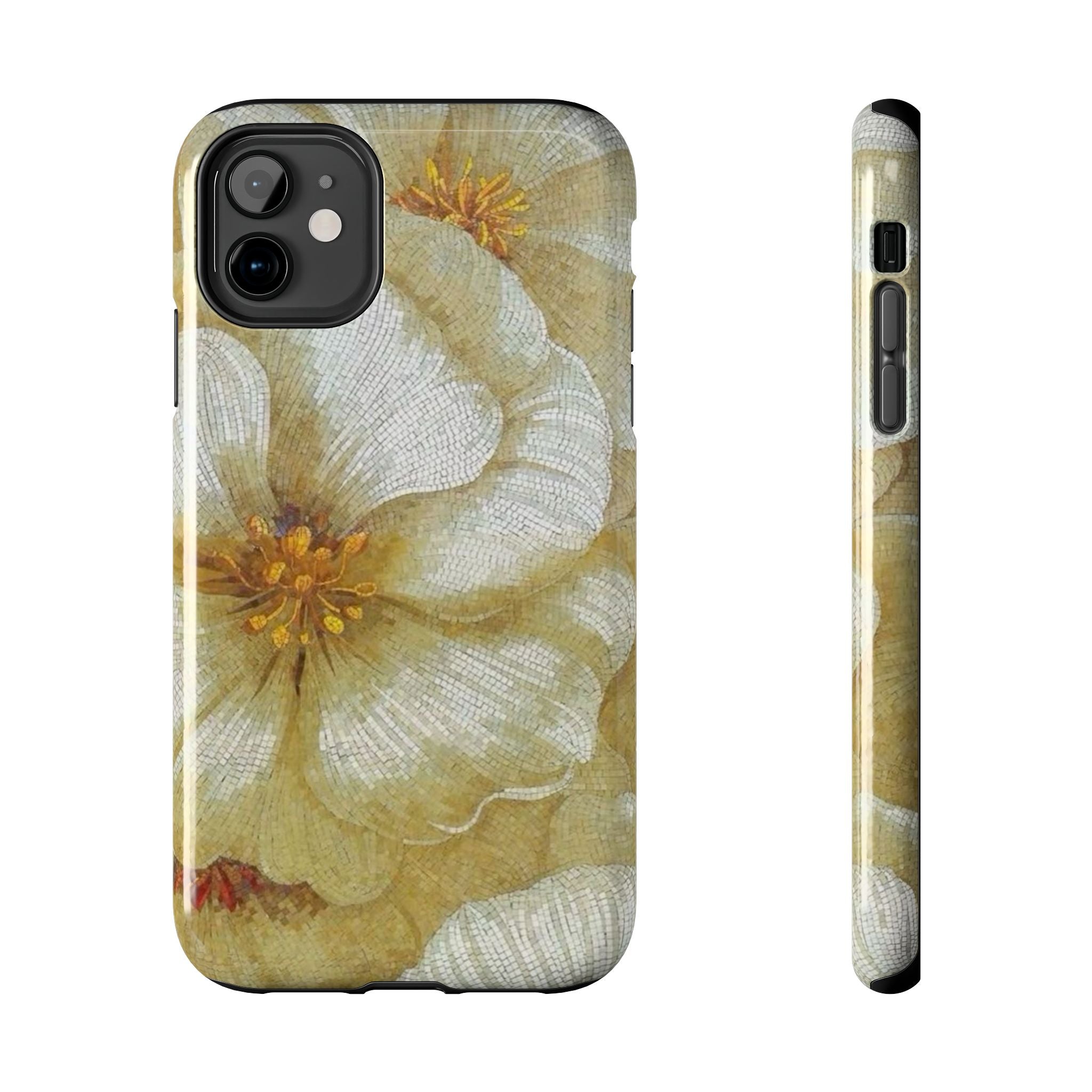 Tough Phone Case — Vintage White Floral Protective Cover