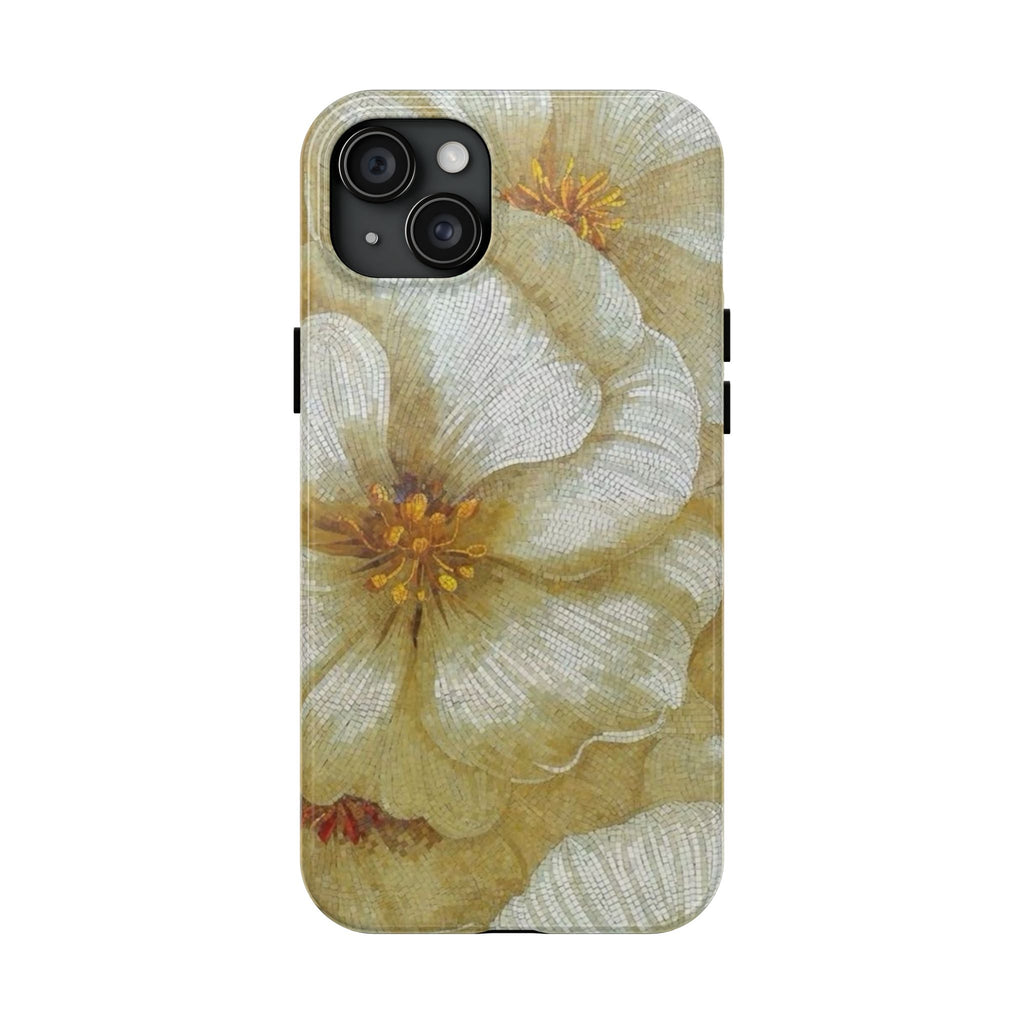 Tough Phone Case — Vintage White Floral Protective Cover