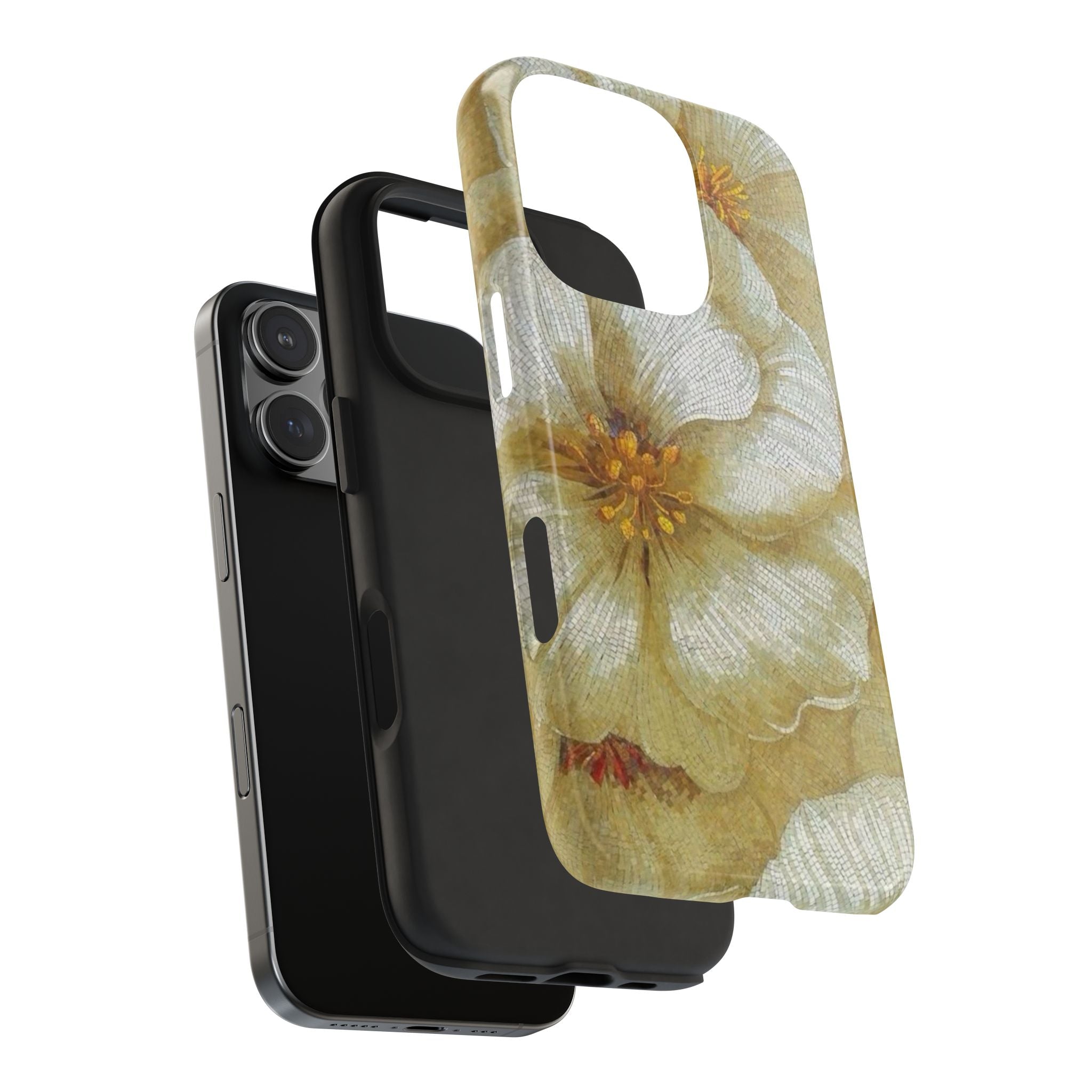 Tough Phone Case — Vintage White Floral Protective Cover