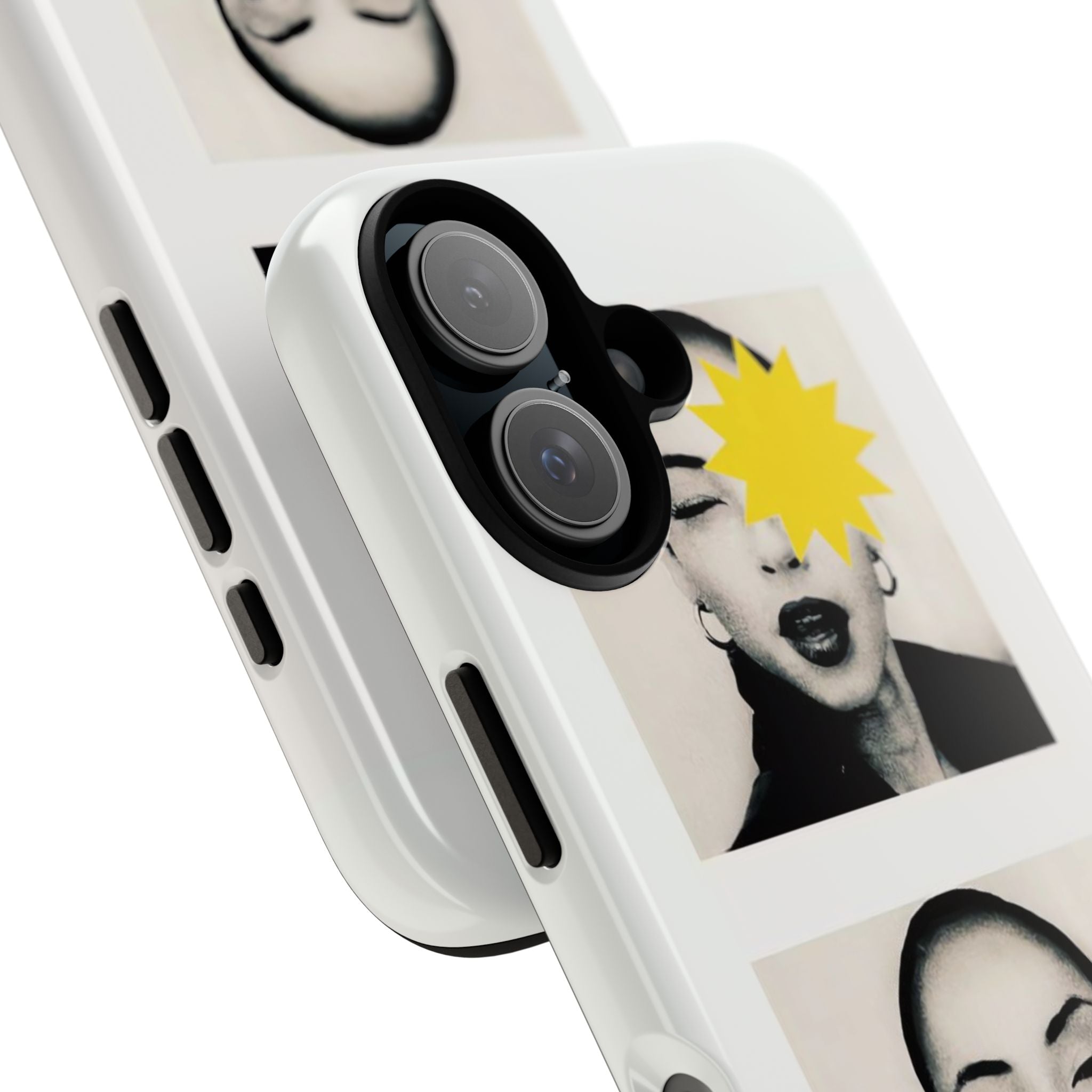 SADE Phone Case — Retro Black & White Portrait with Yellow Sunburst