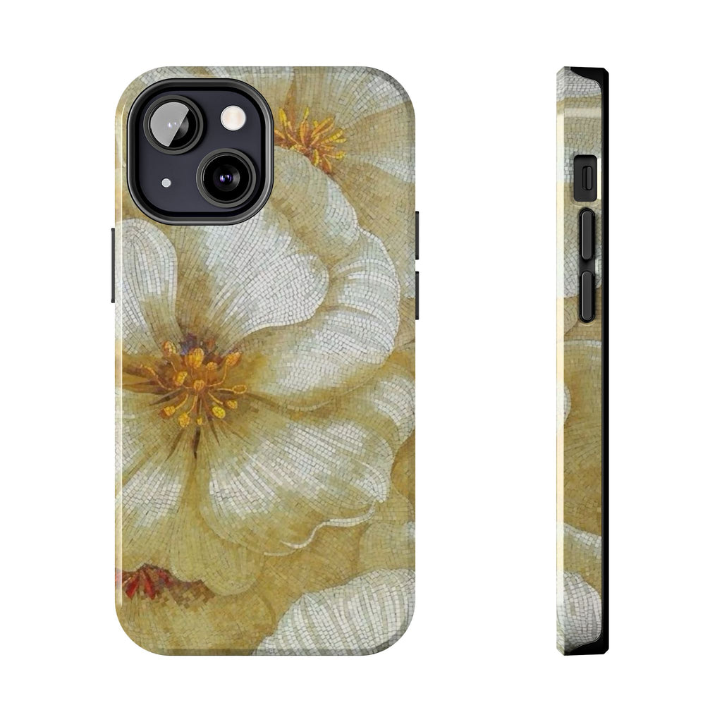 Tough Phone Case — Vintage White Floral Protective Cover