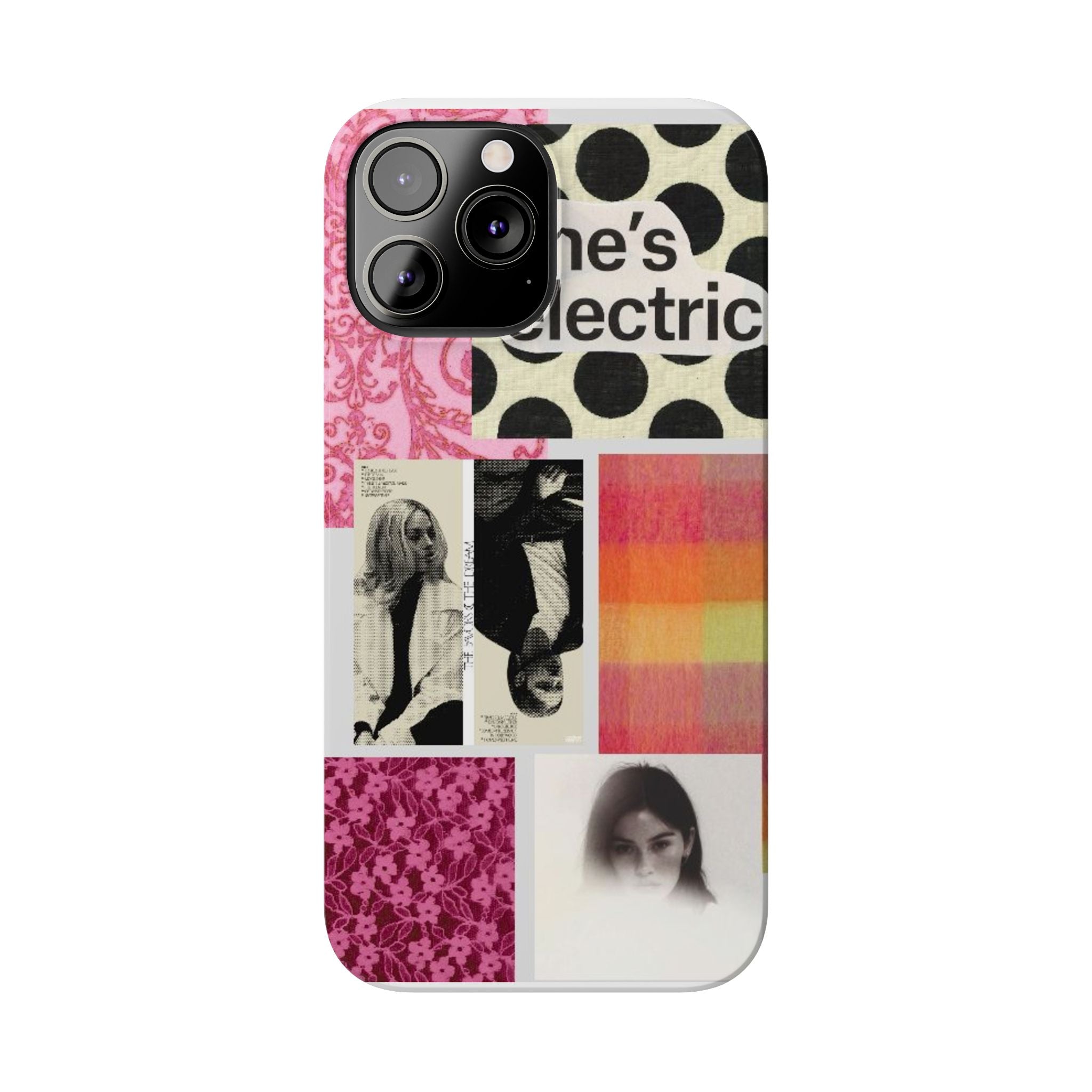 Slim Phone Case — 'she's electric' Retro Collage Floral & Photo Design