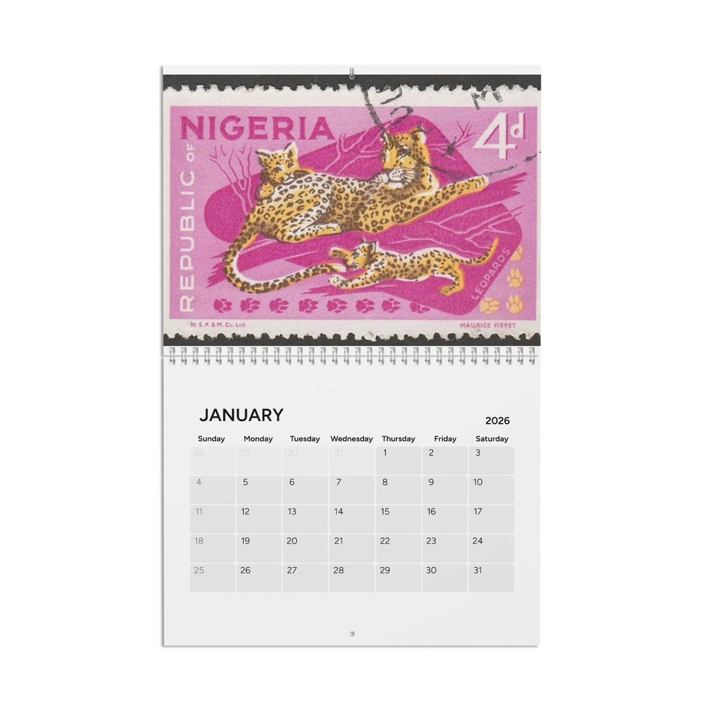 2026 Vintage Stamp Art Wall Calendar — Retro Travel & Poster Designs