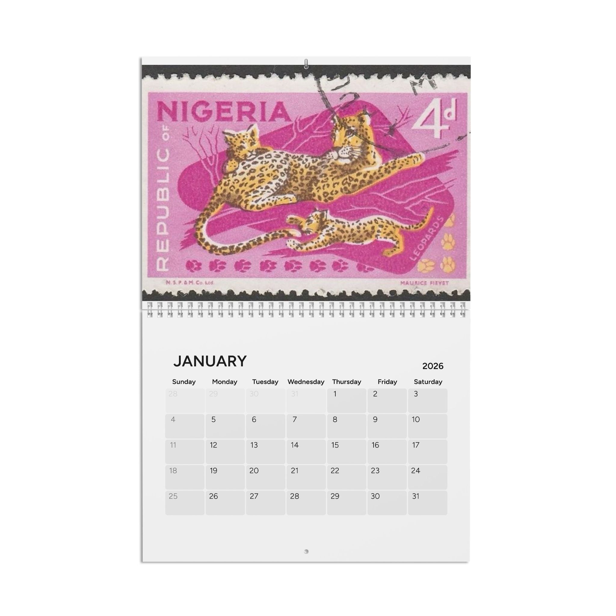 2026 Vintage Stamp Art Wall Calendar — Retro Travel & Poster Designs