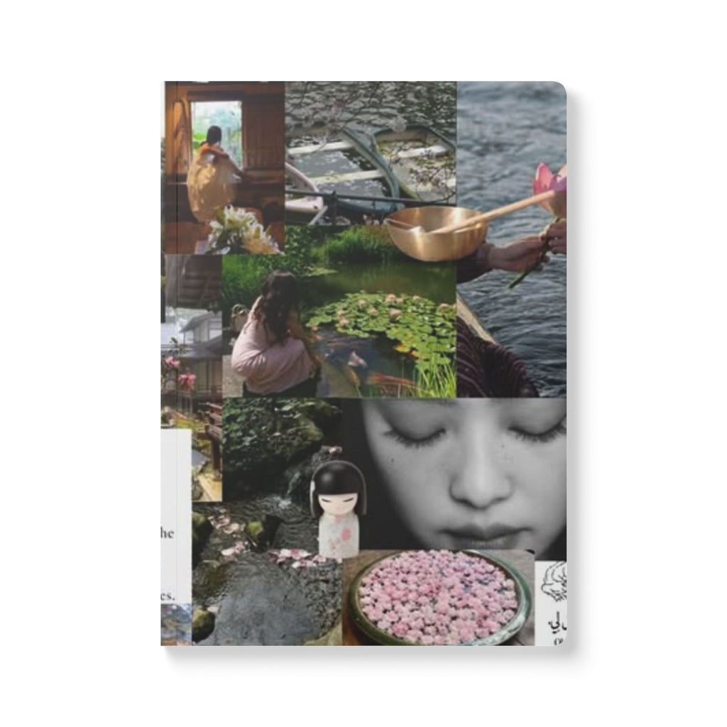 Meditative Collage Softcover Journal — Floral & Zen Notebook with Inside Prints