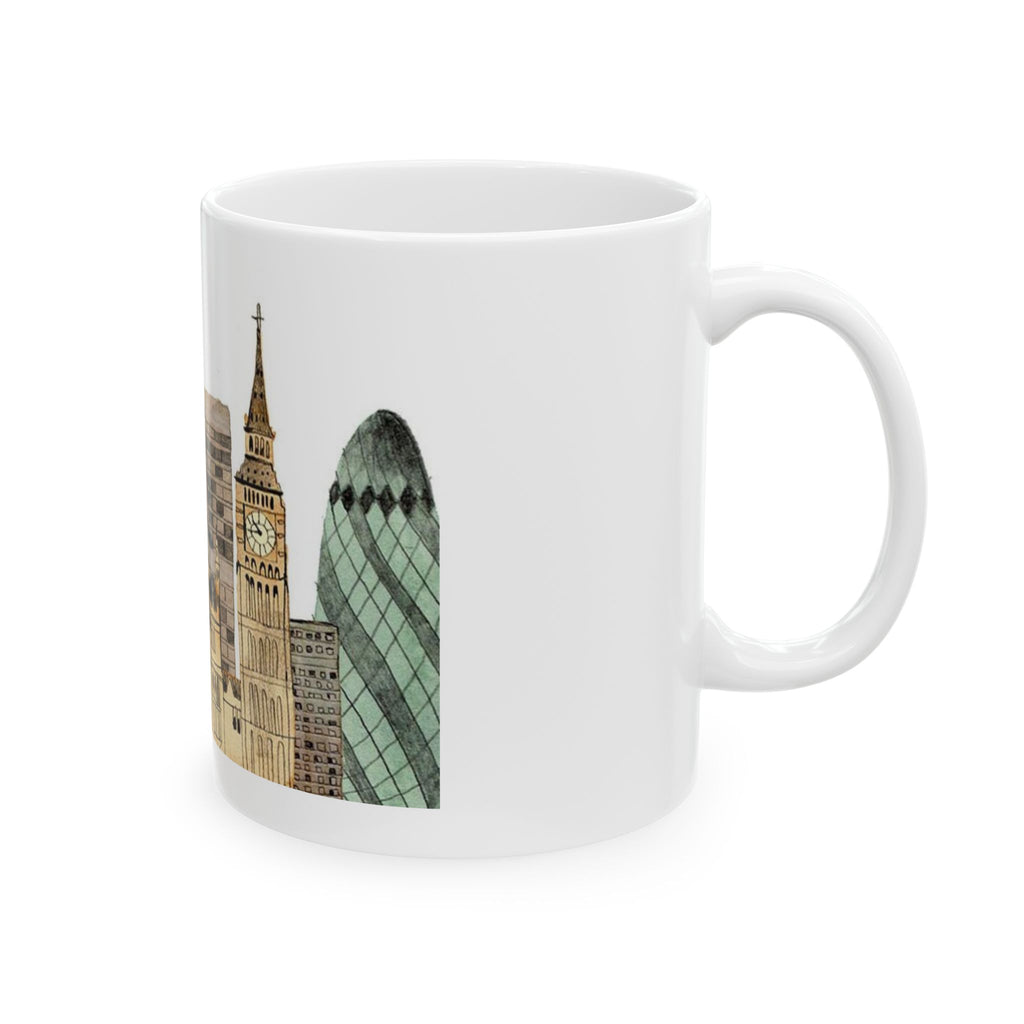 London Skyline Ceramic Mug – Watercolor Cityscape (11oz, 15oz)