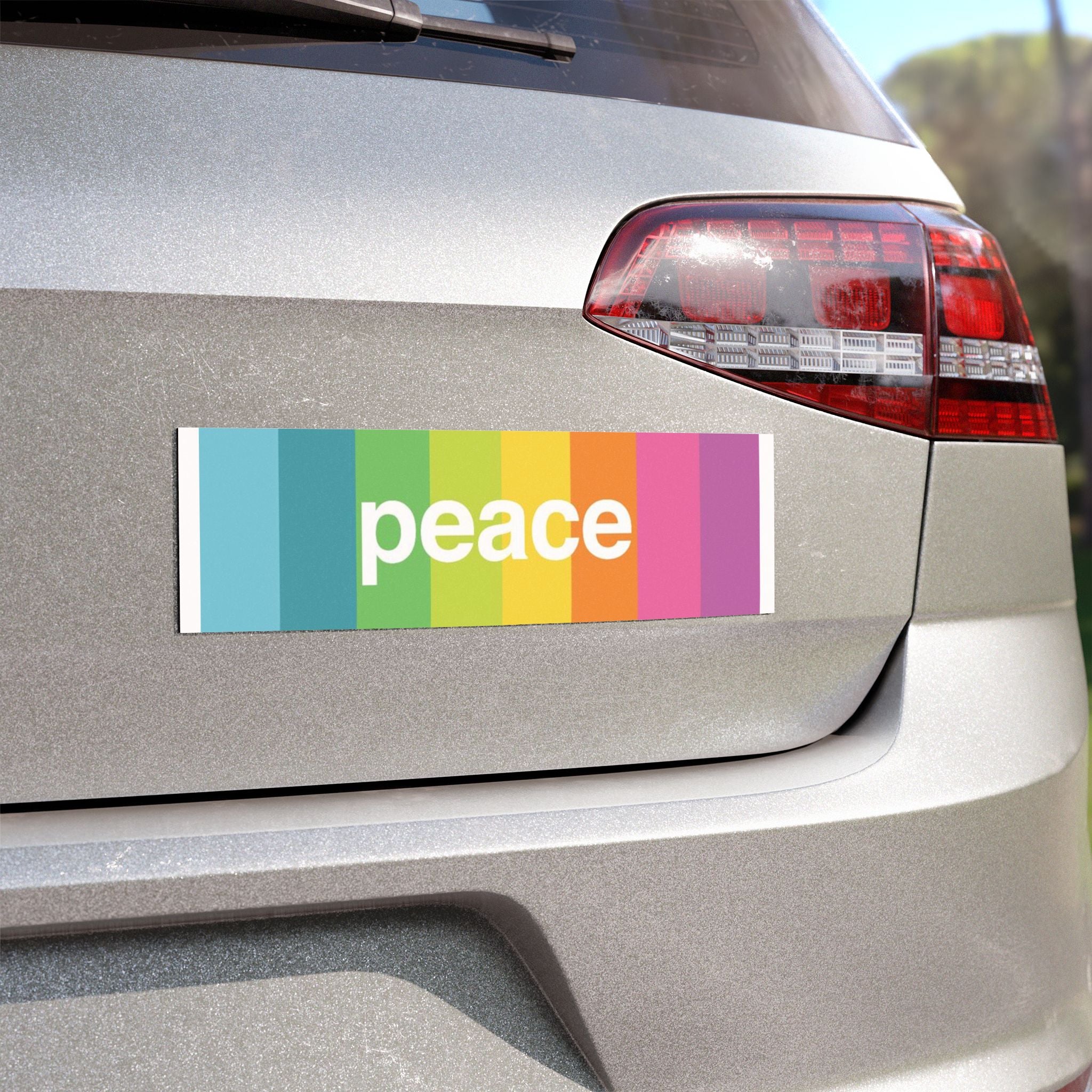 Peace Rainbow Car Magnet — Colorful Stripes Bumper Sticker