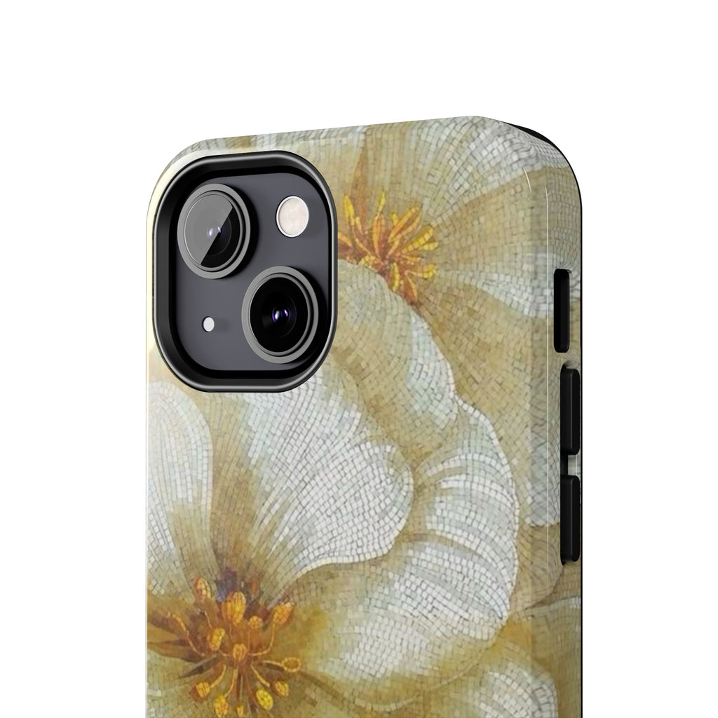 Tough Phone Case — Vintage White Floral Protective Cover