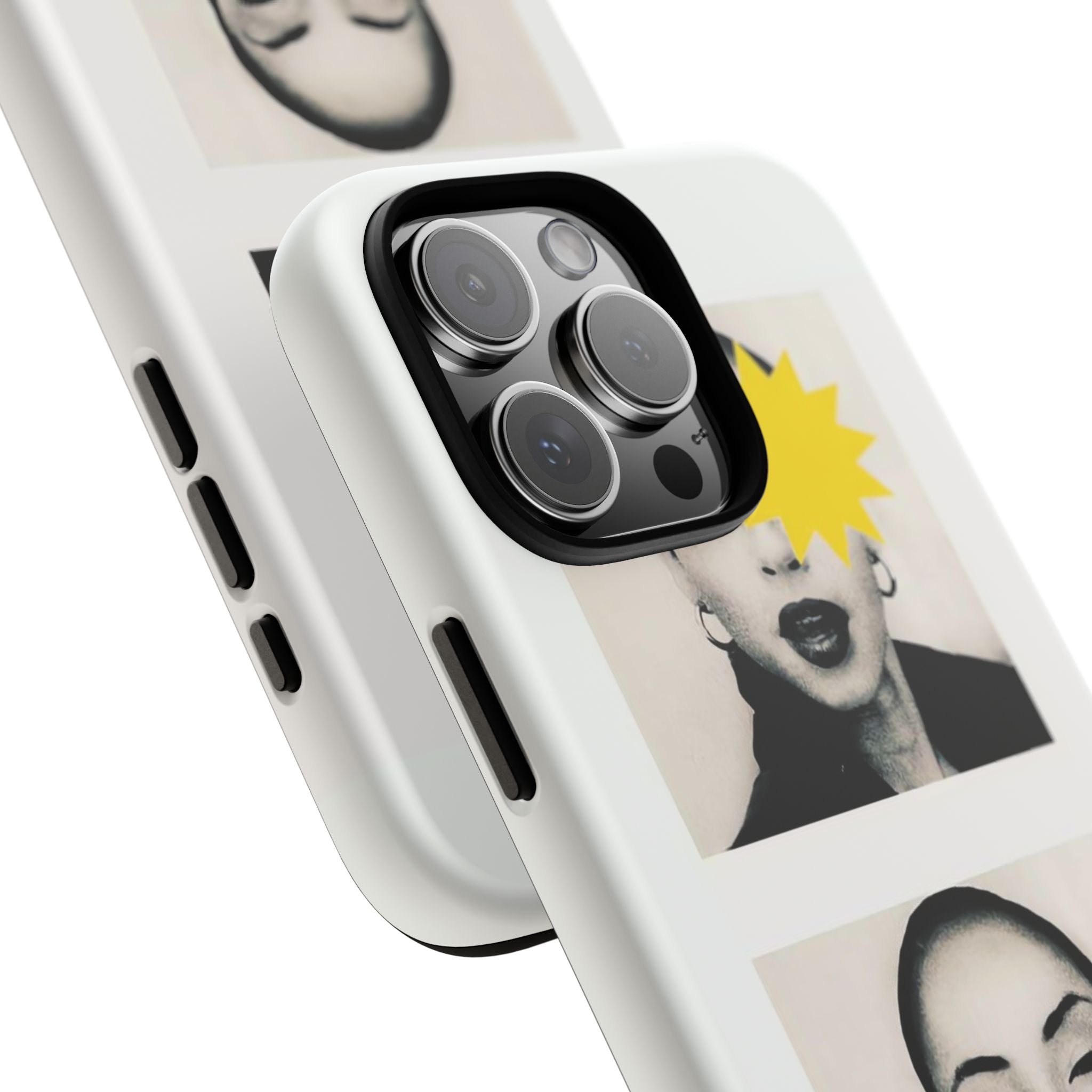 SADE Phone Case — Retro Black & White Portrait with Yellow Sunburst