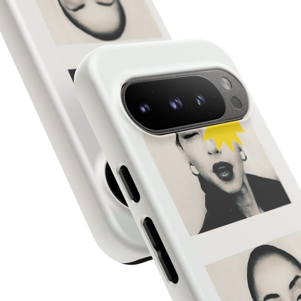 SADE Phone Case — Retro Black & White Portrait with Yellow Sunburst