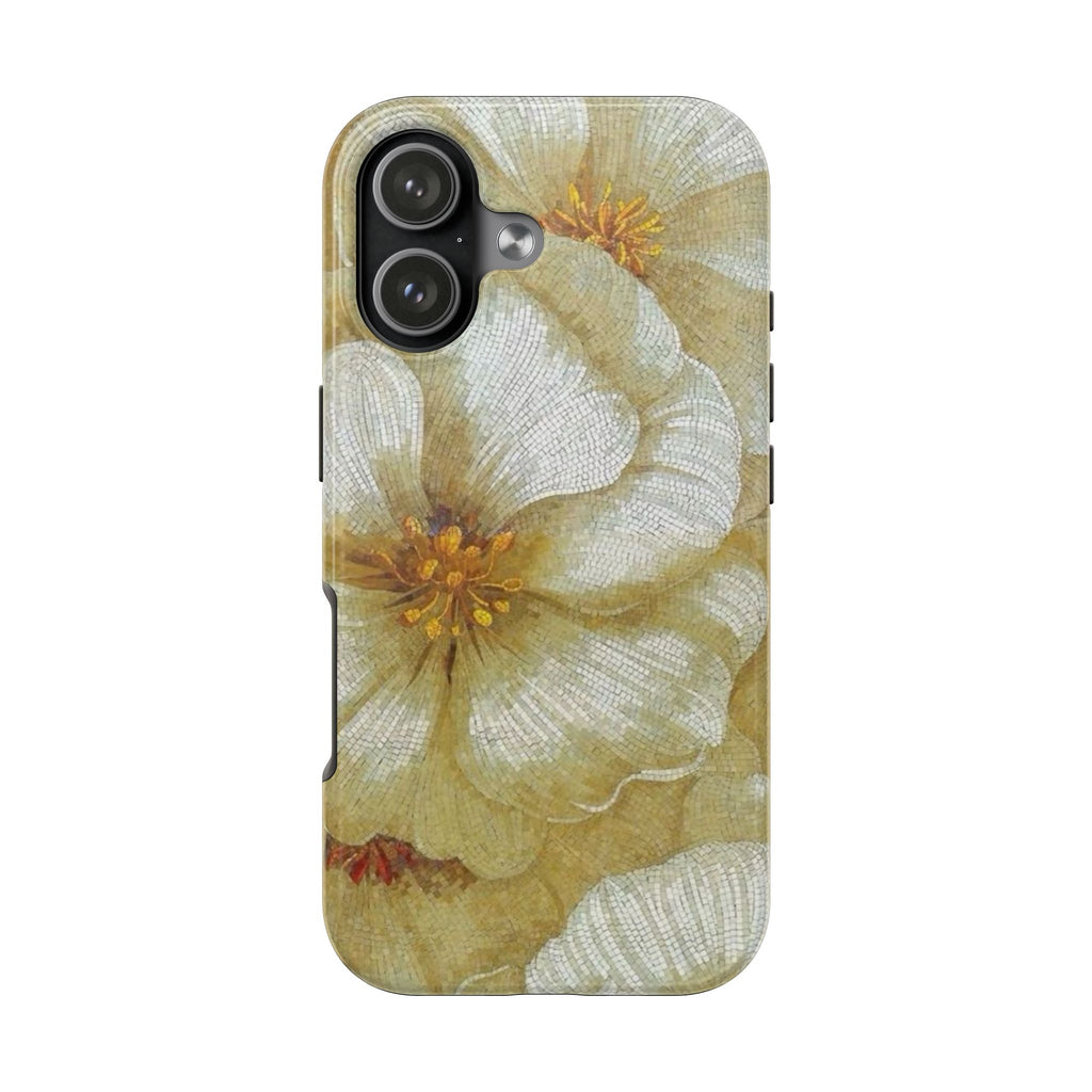 Tough Phone Case — Vintage White Floral Protective Cover