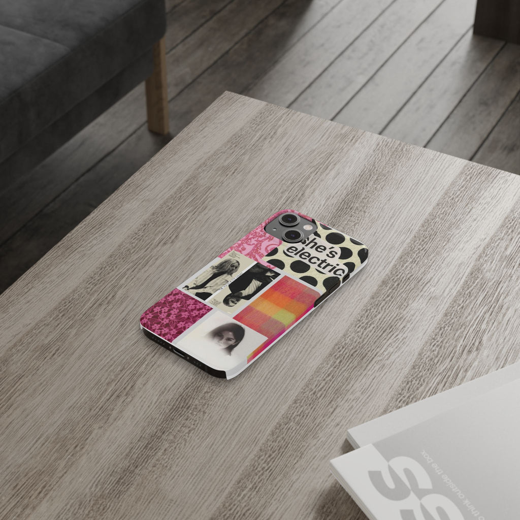 Slim Phone Case — 'she's electric' Retro Collage Floral & Photo Design