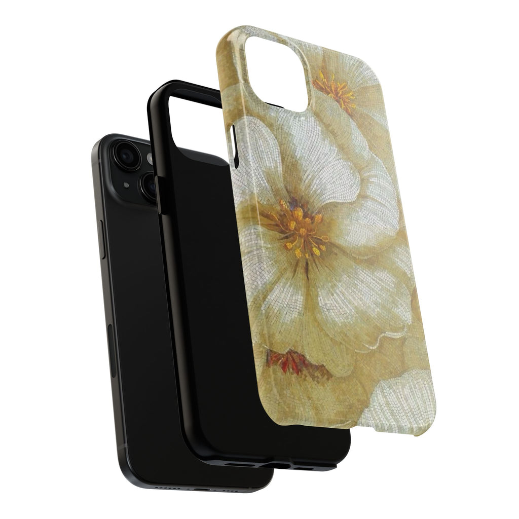 Tough Phone Case — Vintage White Floral Protective Cover