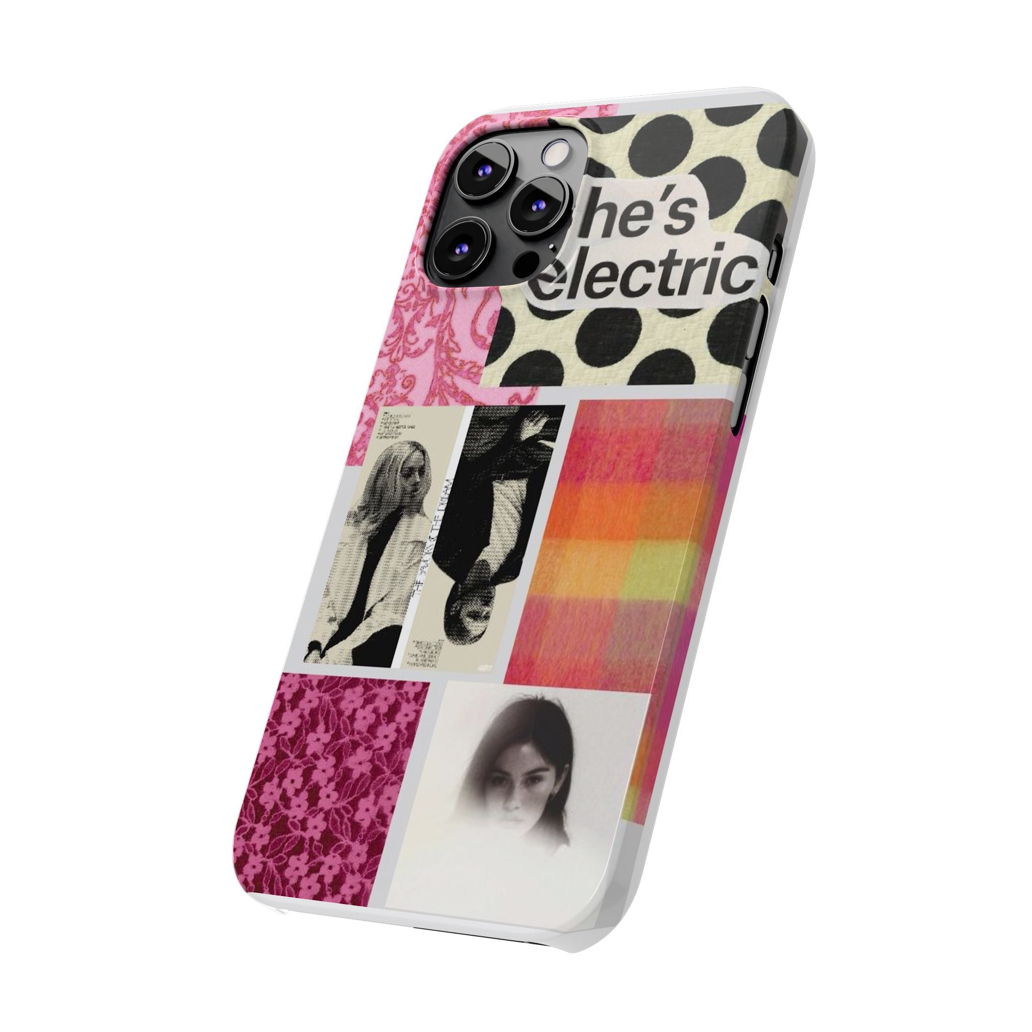 Slim Phone Case — 'she's electric' Retro Collage Floral & Photo Design