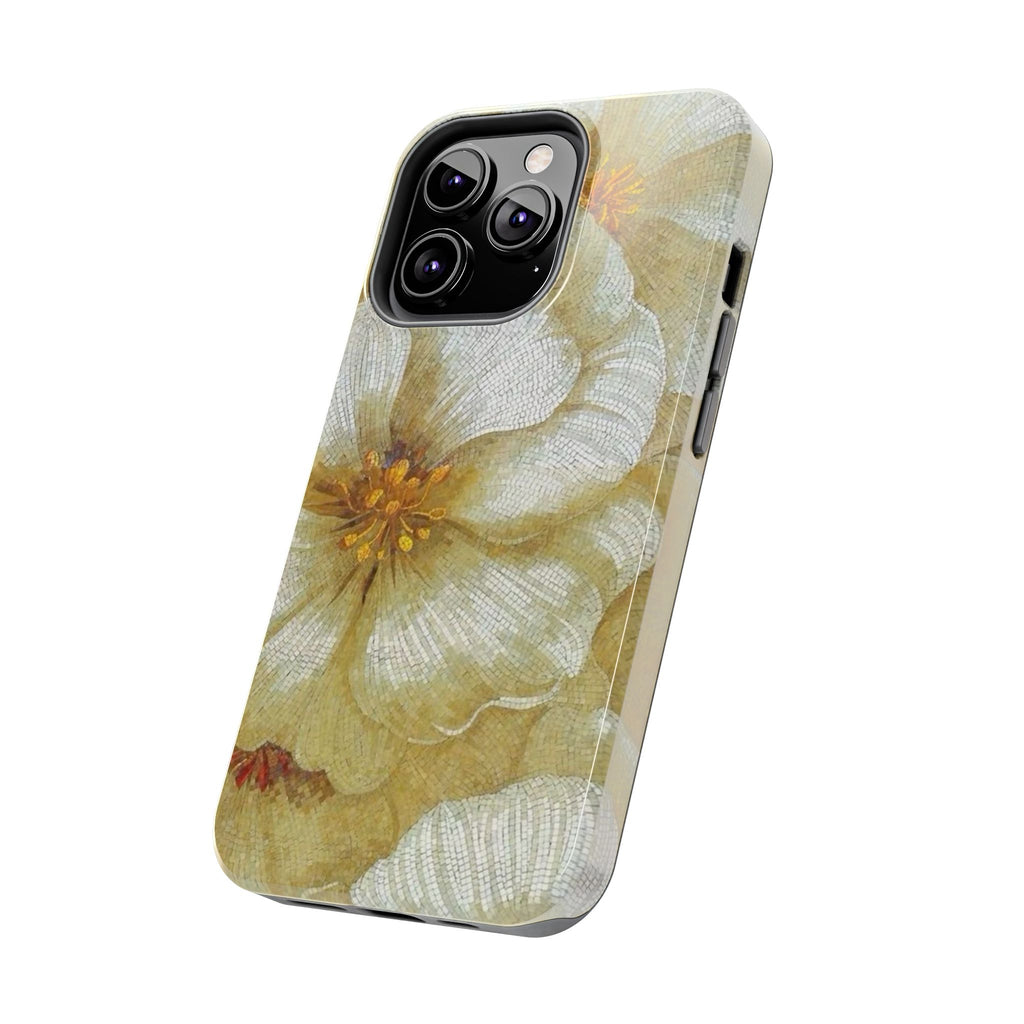 Tough Phone Case — Vintage White Floral Protective Cover