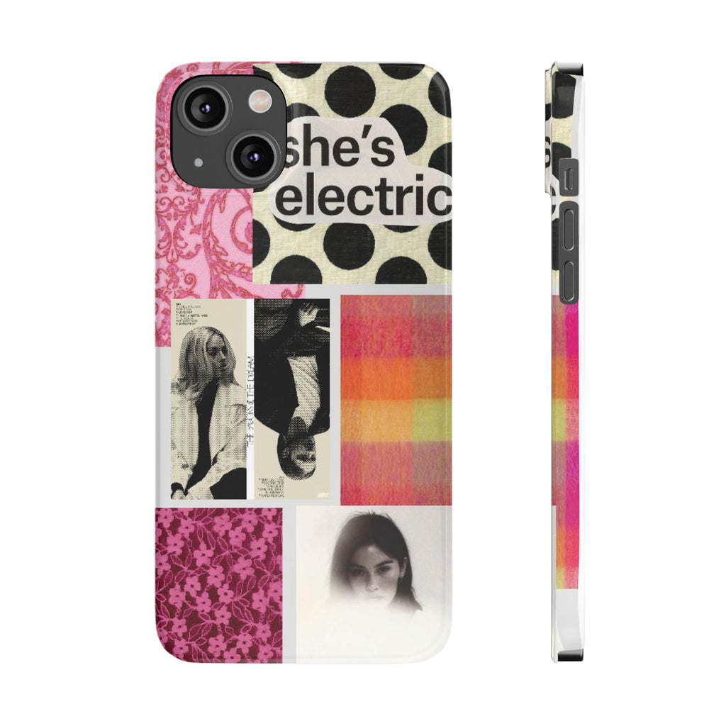Slim Phone Case — 'she's electric' Retro Collage Floral & Photo Design