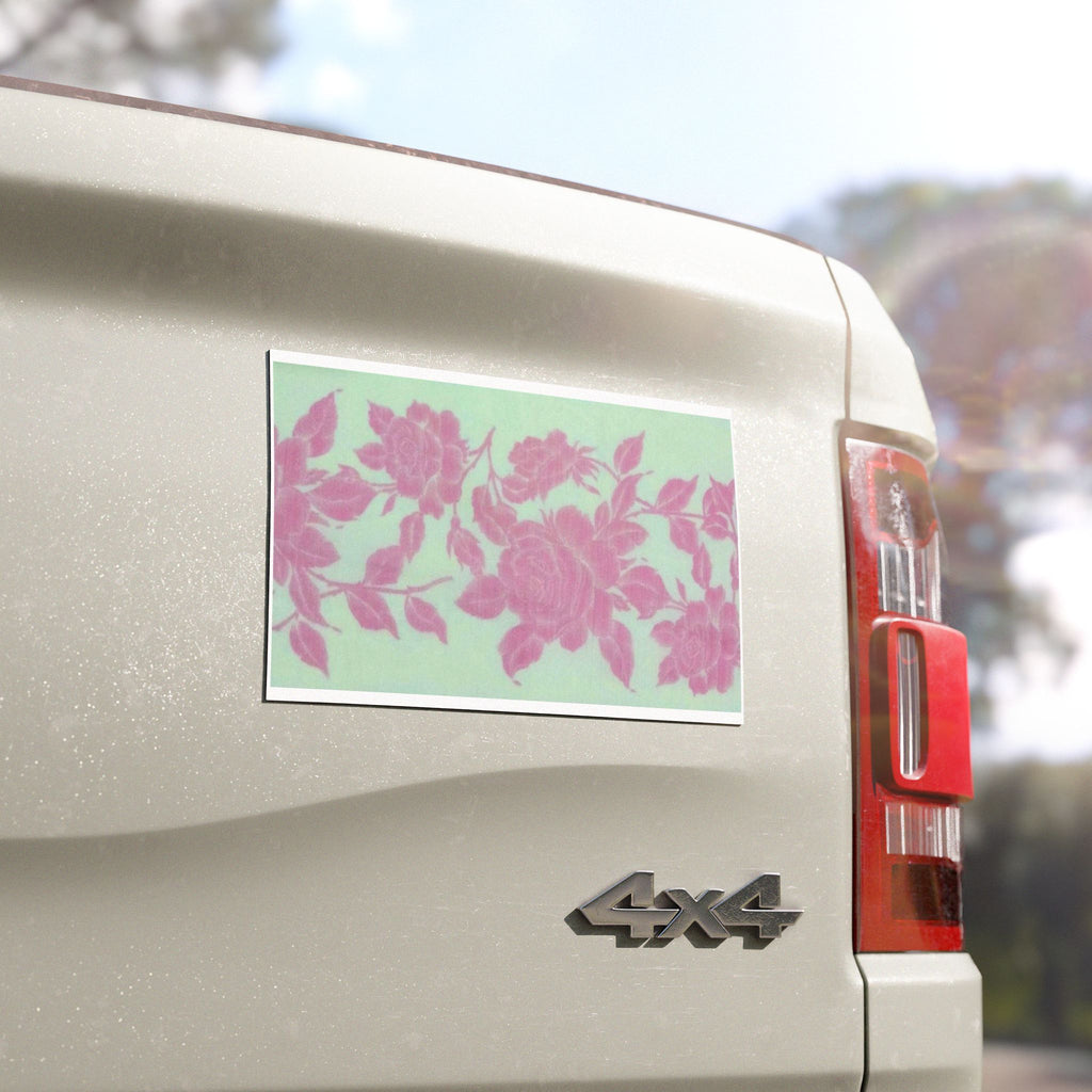 Floral Pink Rose Car Magnet — Decorative Bumper Sticker-Style Magnet