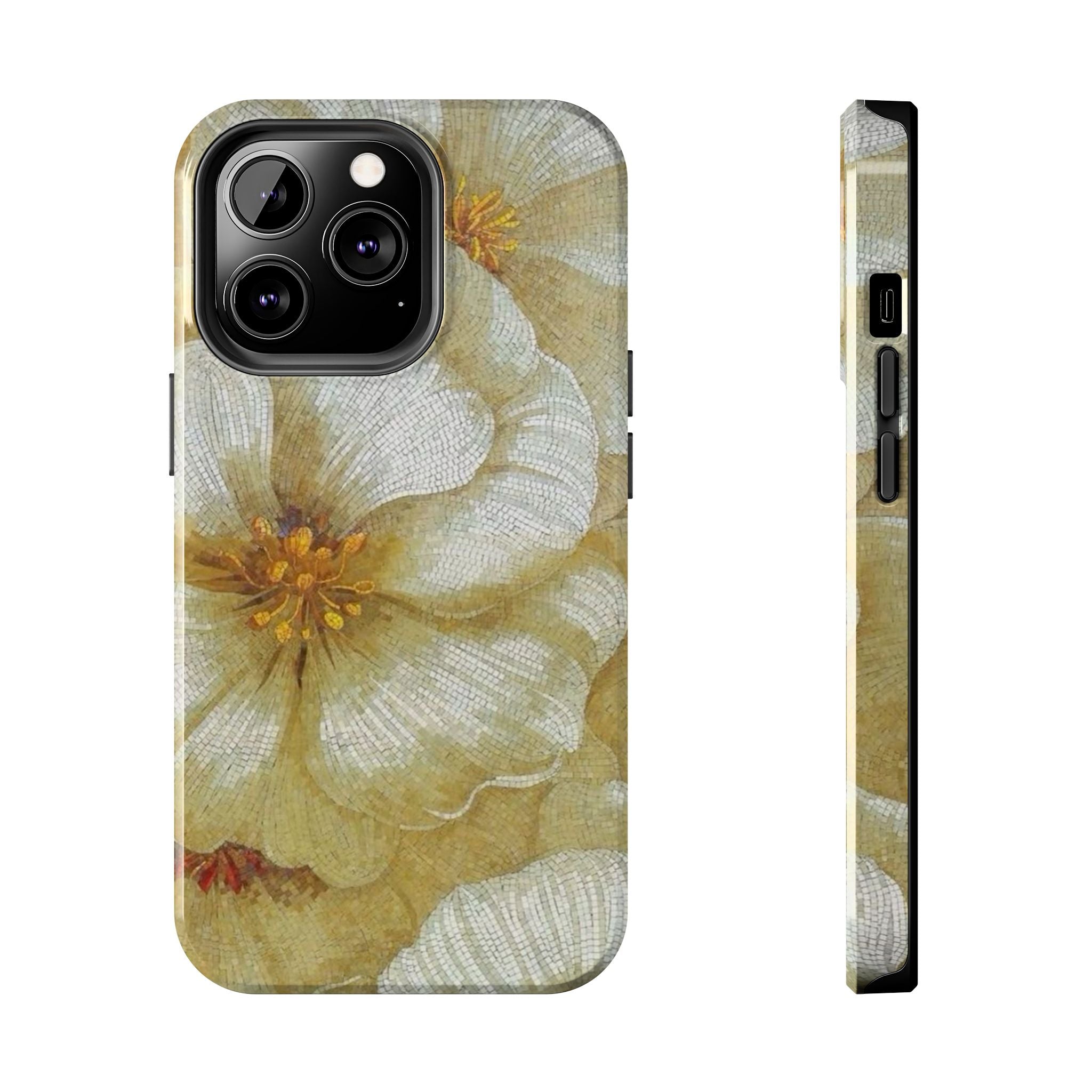 Tough Phone Case — Vintage White Floral Protective Cover