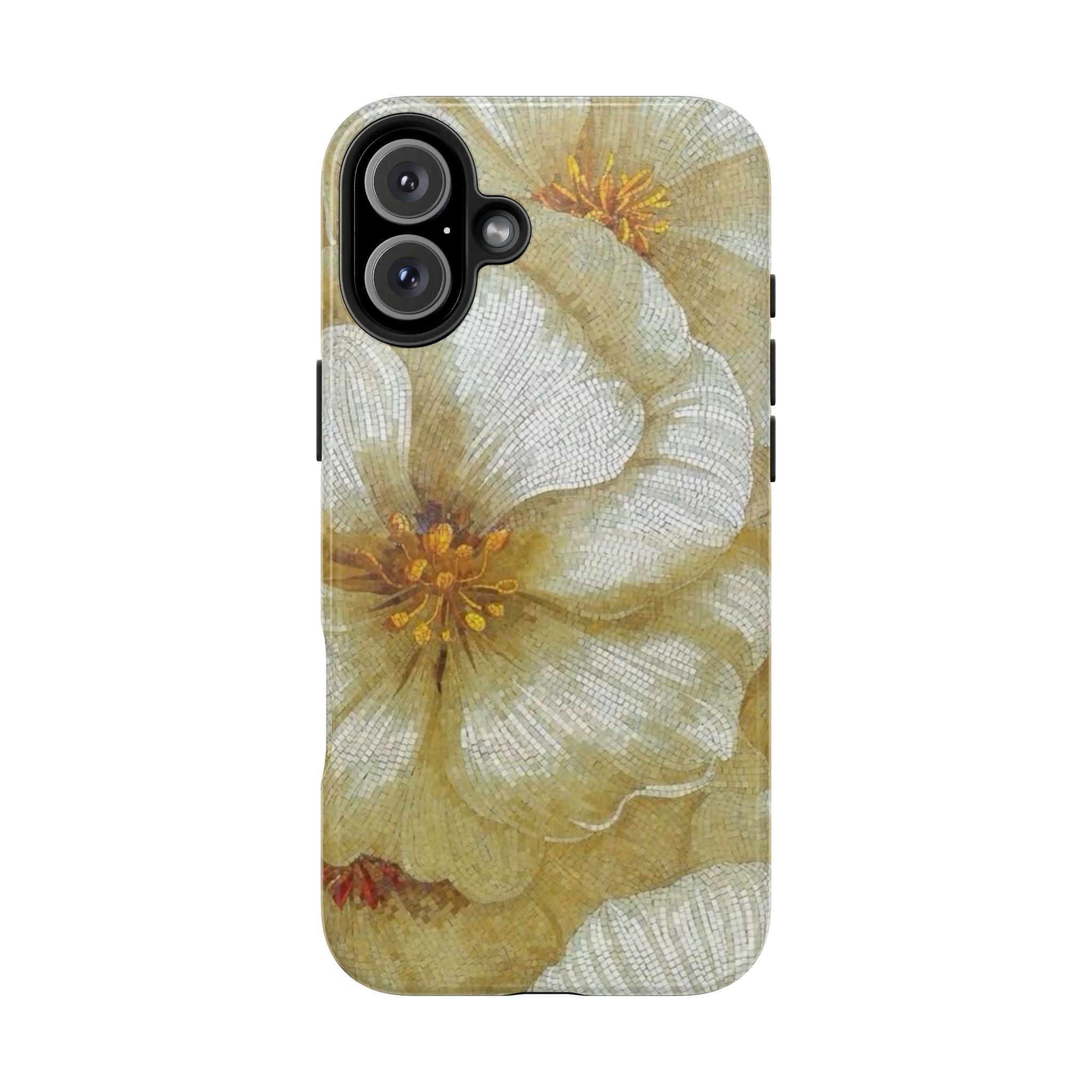 Tough Phone Case — Vintage White Floral Protective Cover