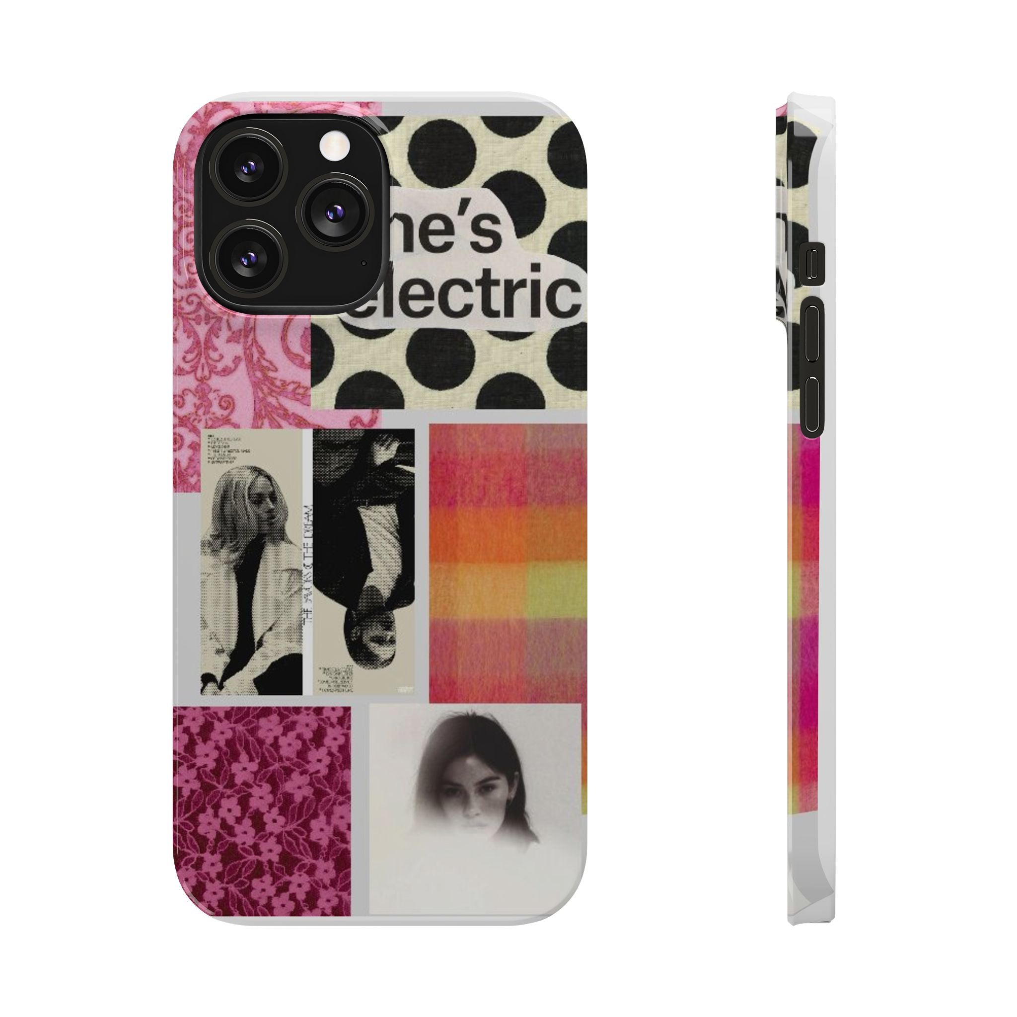 Slim Phone Case — 'she's electric' Retro Collage Floral & Photo Design