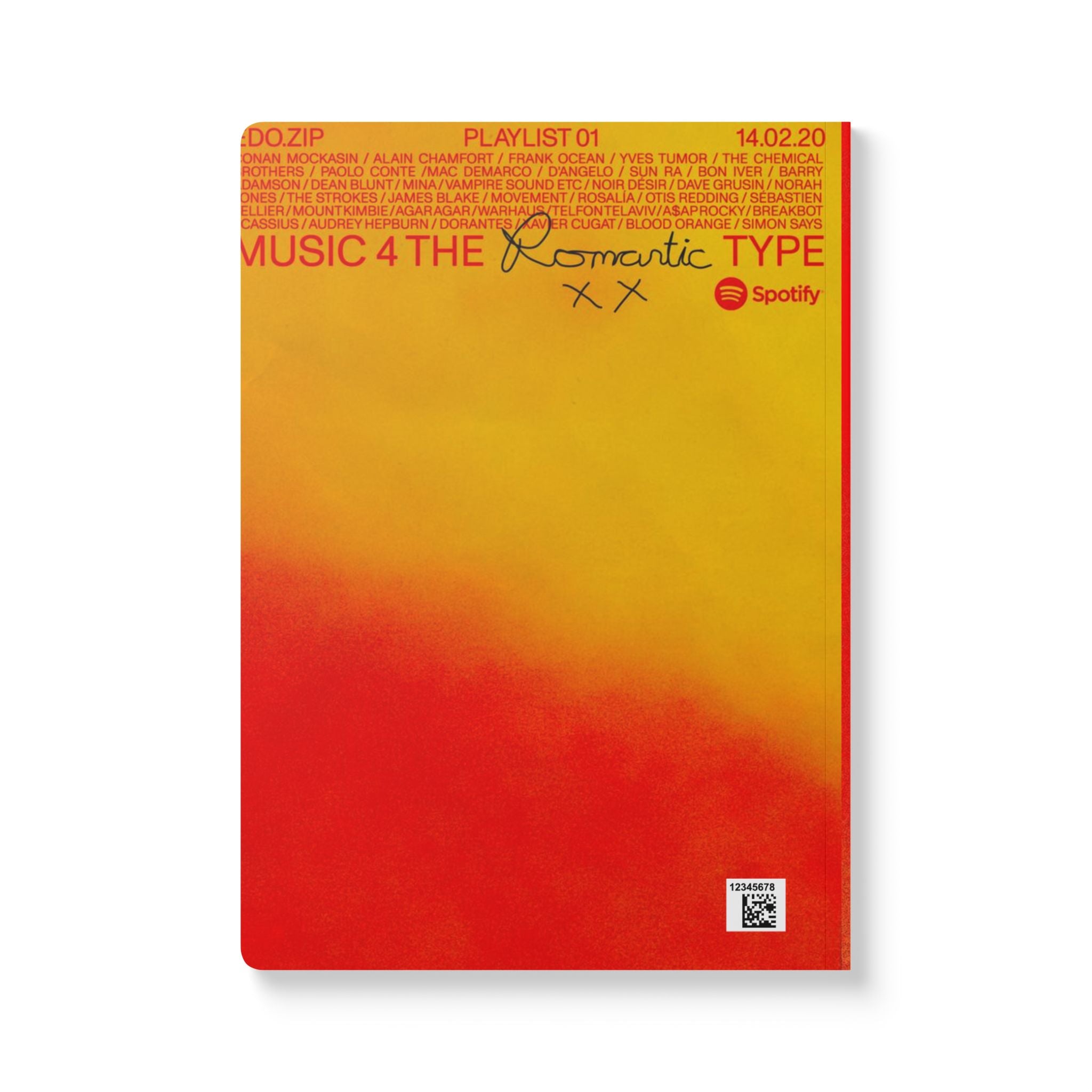 Gradient Playlist Journal — 'Music 4 The Romantic Type' Softcover Notebook