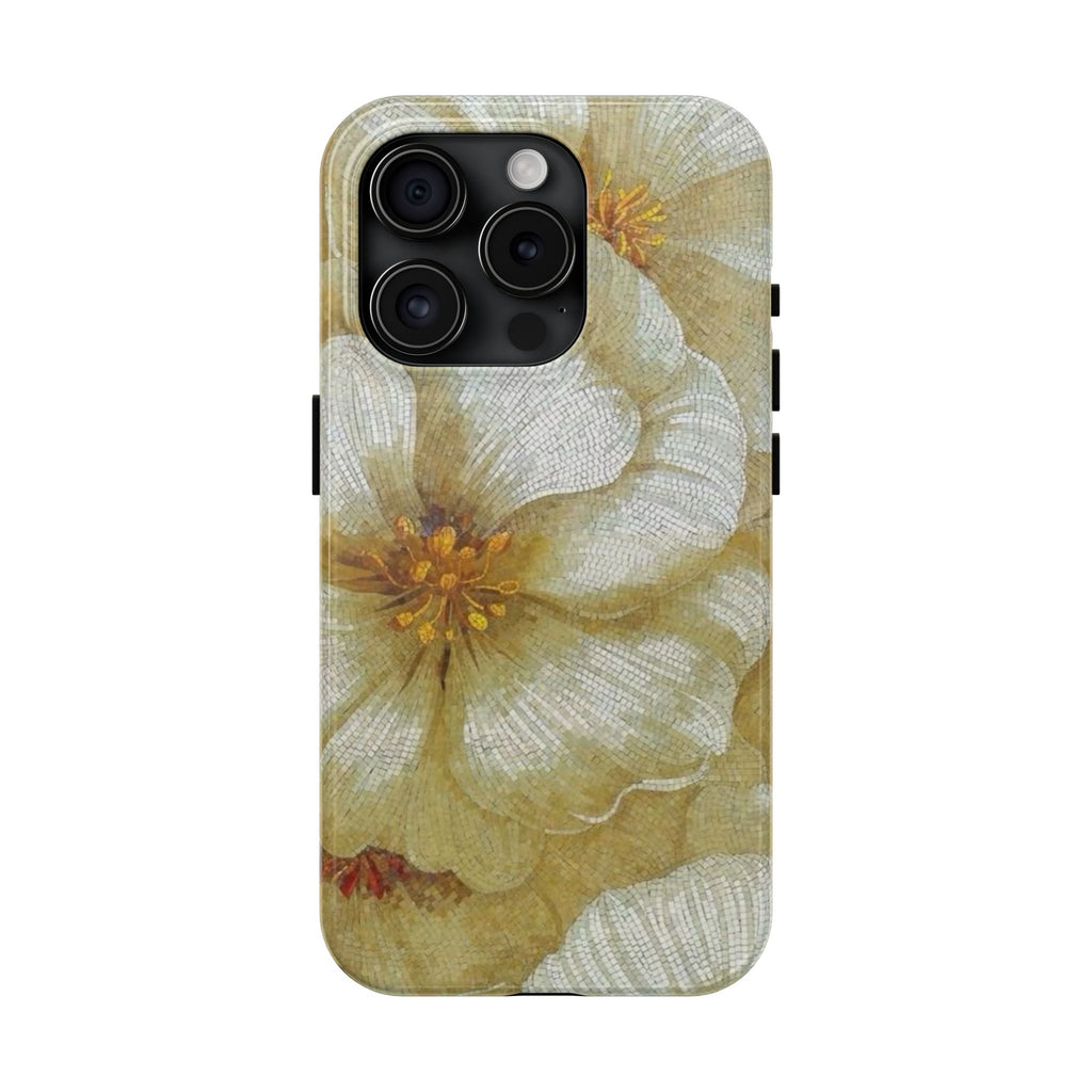 Tough Phone Case — Vintage White Floral Protective Cover
