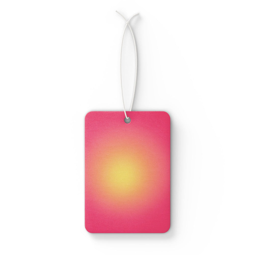 Sunburst Gradient Car Air Freshener — Pink & Yellow Retro Scent Tag