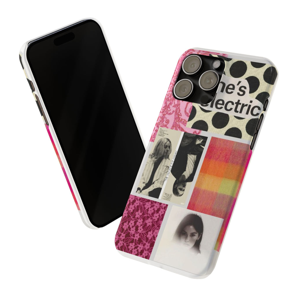 Slim Phone Case — 'she's electric' Retro Collage Floral & Photo Design