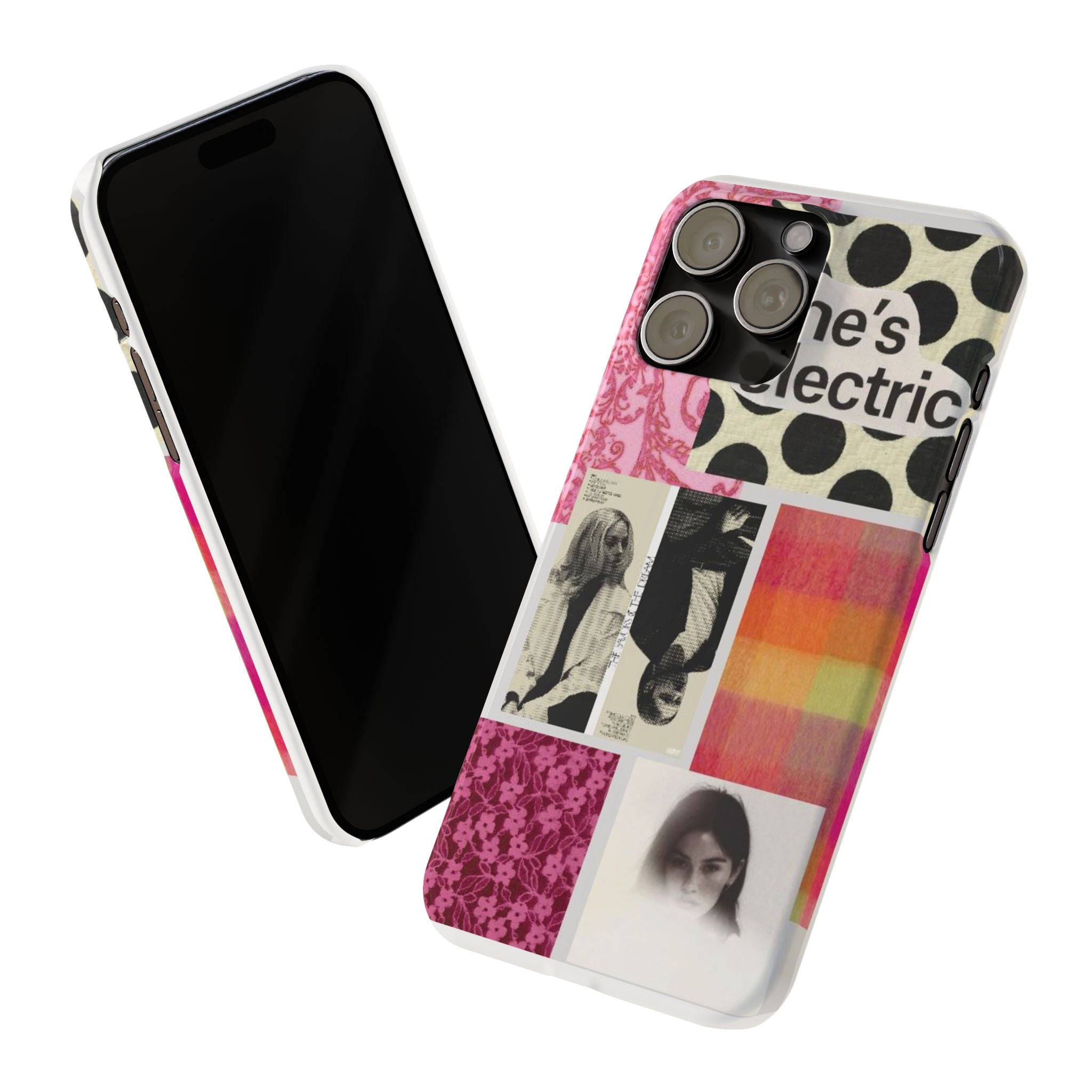 Slim Phone Case — 'she's electric' Retro Collage Floral & Photo Design
