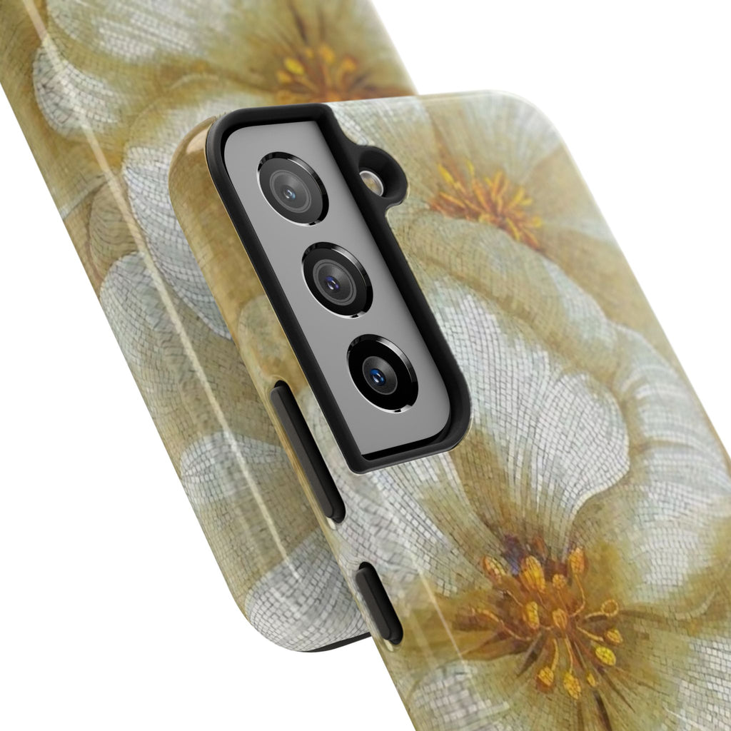 Tough Phone Case — Vintage White Floral Protective Cover