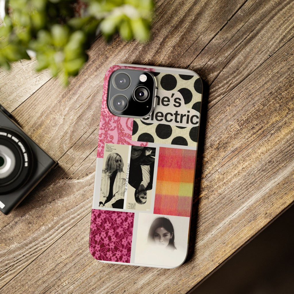 Slim Phone Case — 'she's electric' Retro Collage Floral & Photo Design