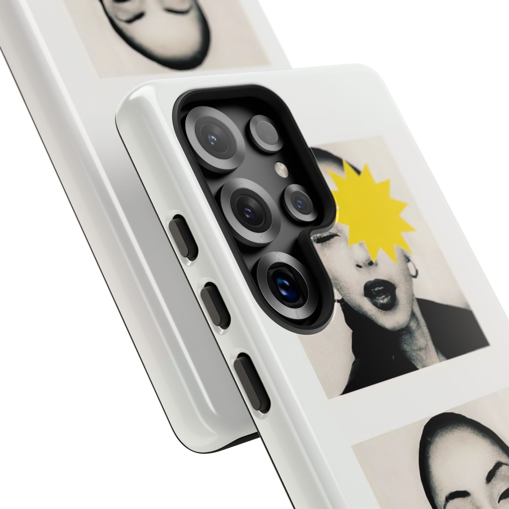 SADE Phone Case — Retro Black & White Portrait with Yellow Sunburst