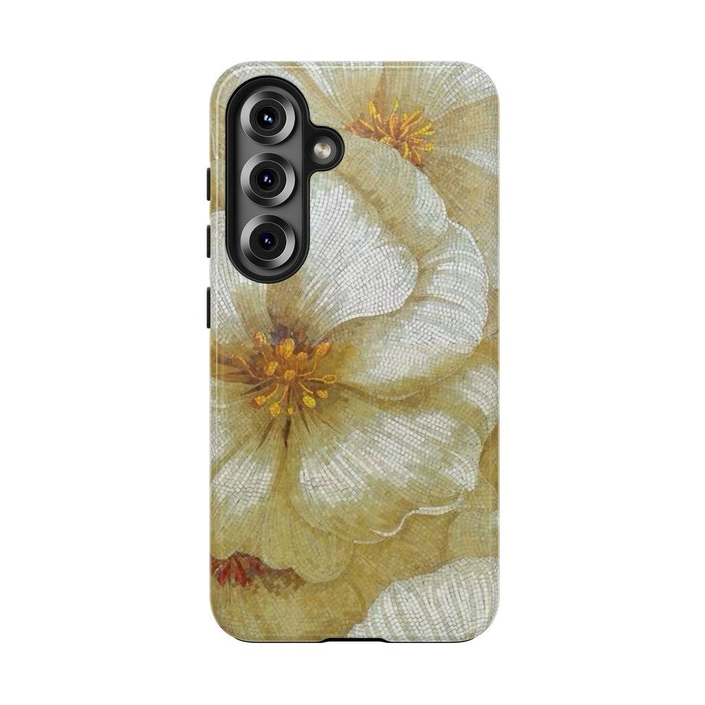 Tough Phone Case — Vintage White Floral Protective Cover
