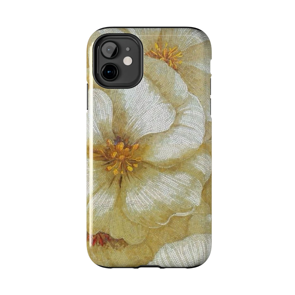 Tough Phone Case — Vintage White Floral Protective Cover