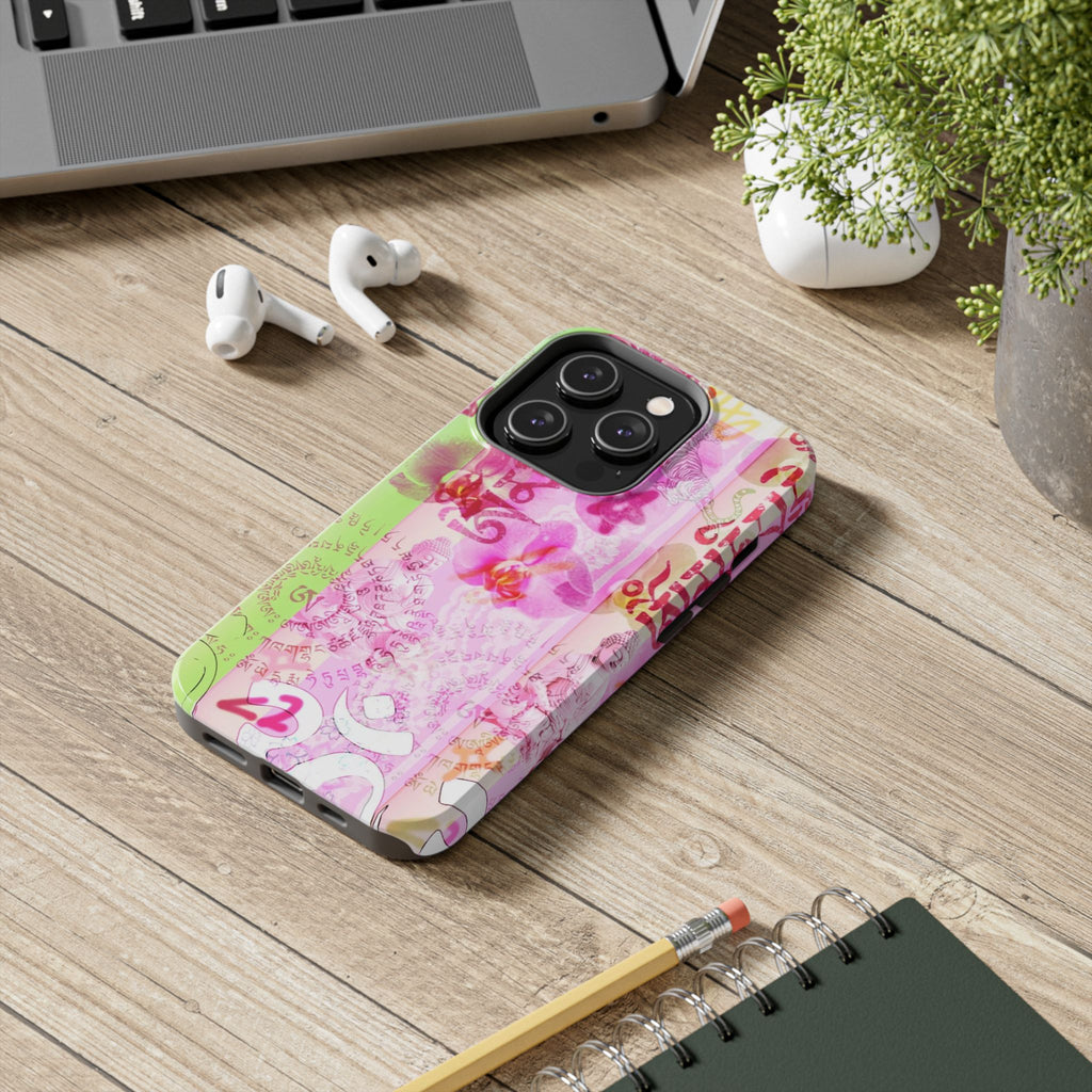 Floral Pink Orchid Tough Phone Case — Protective Art Phone Cover