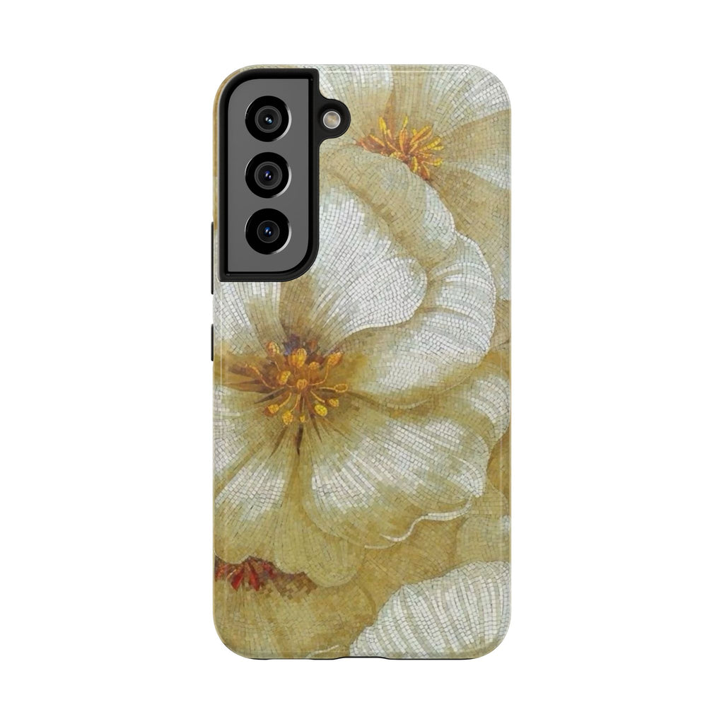 Tough Phone Case — Vintage White Floral Protective Cover
