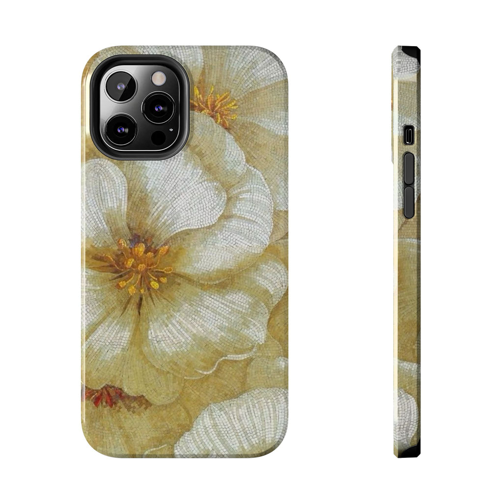 Tough Phone Case — Vintage White Floral Protective Cover