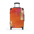 Floral Sunset Suitcase – Vibrant Orange Travel Luggage with Pink Rose Accents